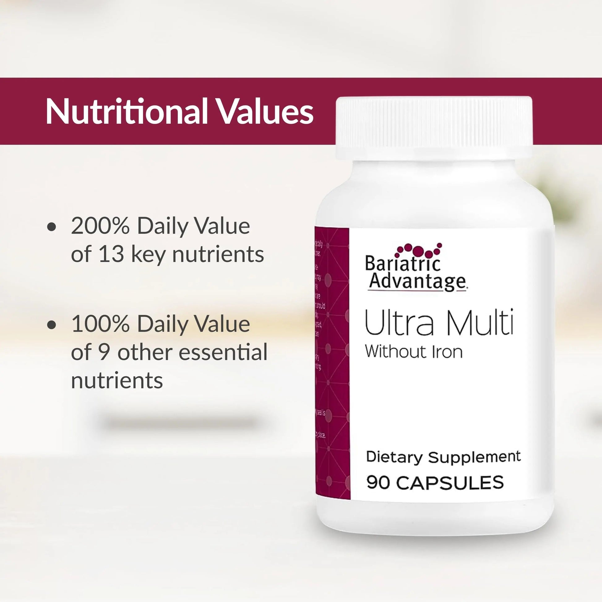 Bariatric Advantage Ultra Multi Without Iron, High Potency Daily Multivitamin for Bariatric Surgery Patients Bariatric AdvantageAu supplements