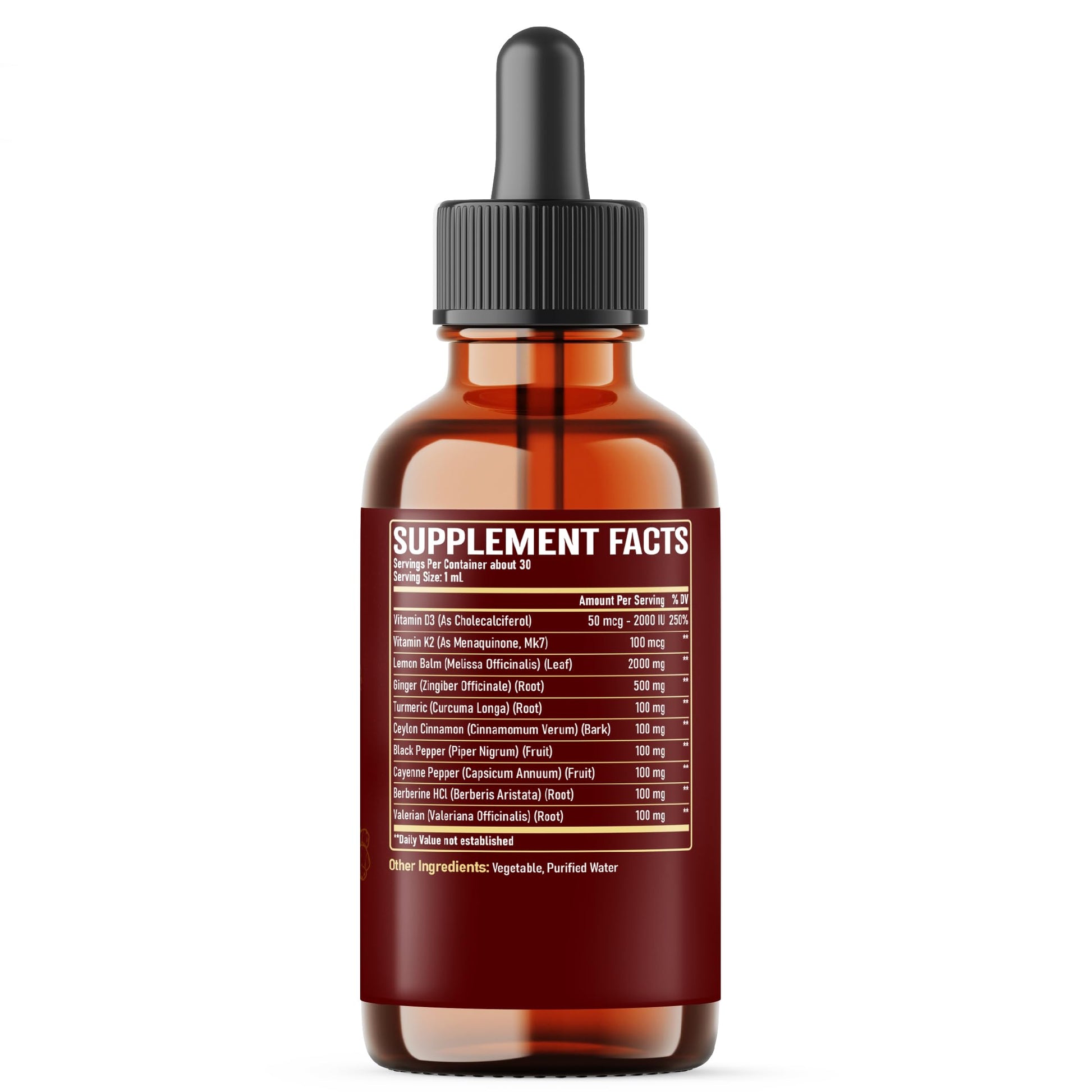 NUQIIT 10in1 Lemon Balm Tincture Blend Includes Vitamin D3, Vitamin K2, Lemon Balm, Ginger, Turmeric, Ceylon Cinnamon and More - 1 FL Oz - 60 Day Supply NUQIITAu supplements
