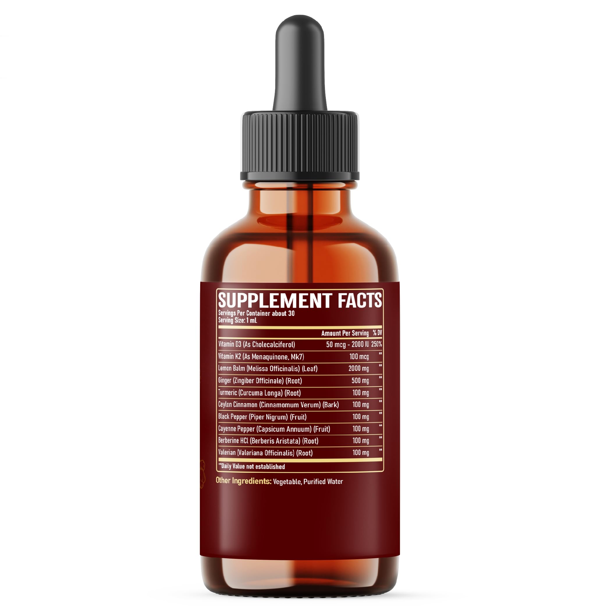 NUQIIT 10in1 Lemon Balm Tincture Blend Includes Vitamin D3, Vitamin K2, Lemon Balm, Ginger, Turmeric, Ceylon Cinnamon and More - 1 FL Oz - 60 Day Supply NUQIITAu supplements