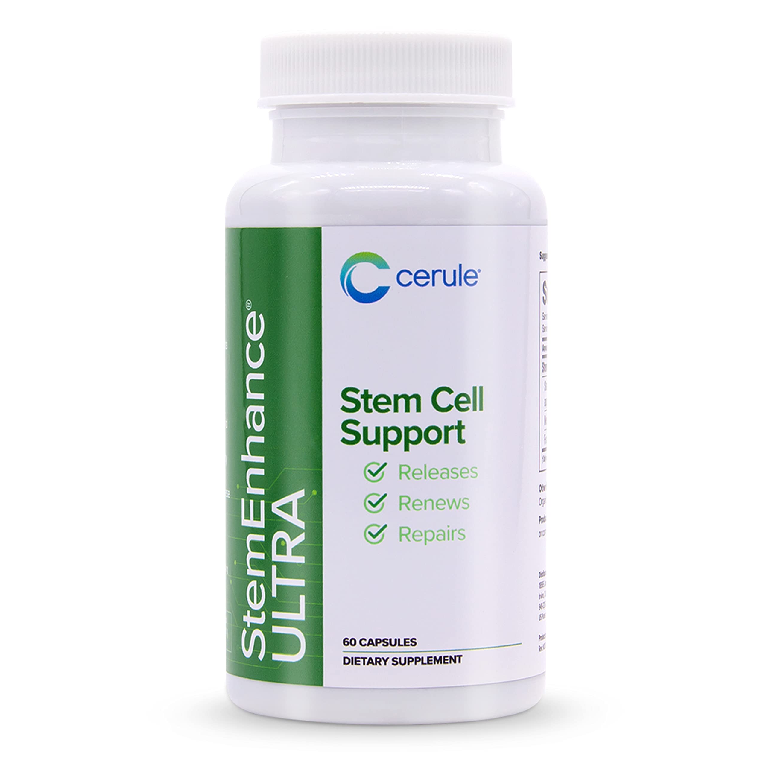 Cerule StemEnhance Ultra Natural Stem Cell Support Supplement – Freshwater Microalgae and Marine Macroalgae Extracts for Cellular Renewal, Immune Function, Energy, and Tissue Recovery – 60 Capsules CeruleAu supplements