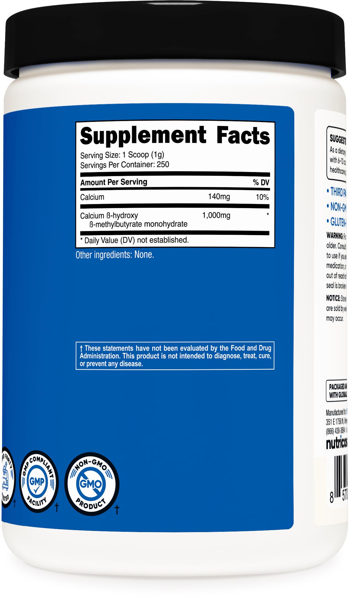 Nutricost HMB Powder (Beta-Hydroxy Beta-Methylbutyrate) 250 Grams - Gluten Free & Non-GMO NutricostAu supplements