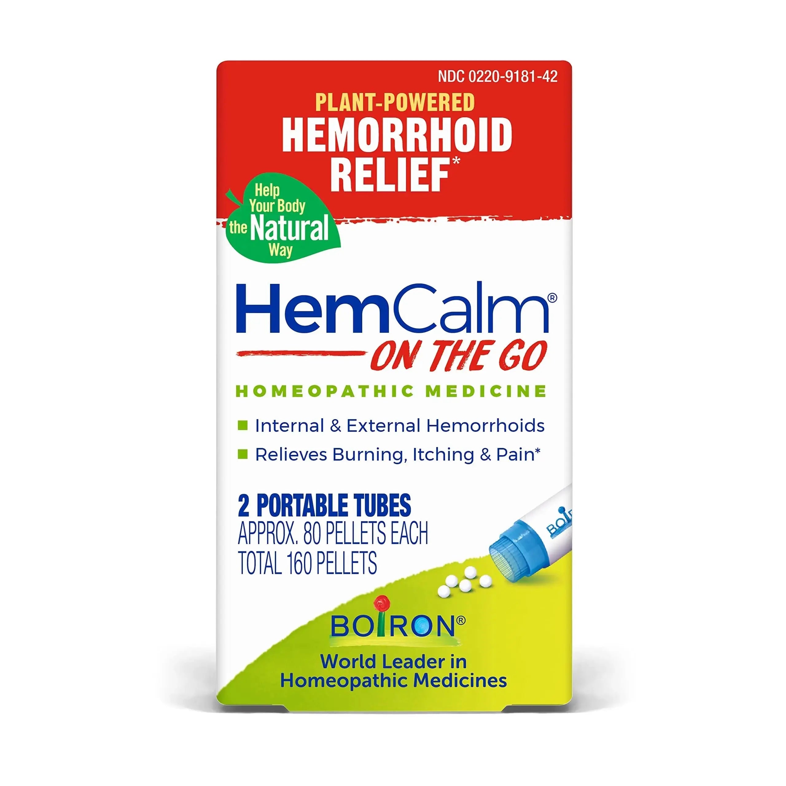 Boiron HemCalm On The Go Travel Essential for Hemorrhoid Relief of Pain, Itching, Swelling or Discomfort - 2 Count (160 Pellets) BoironAu supplements