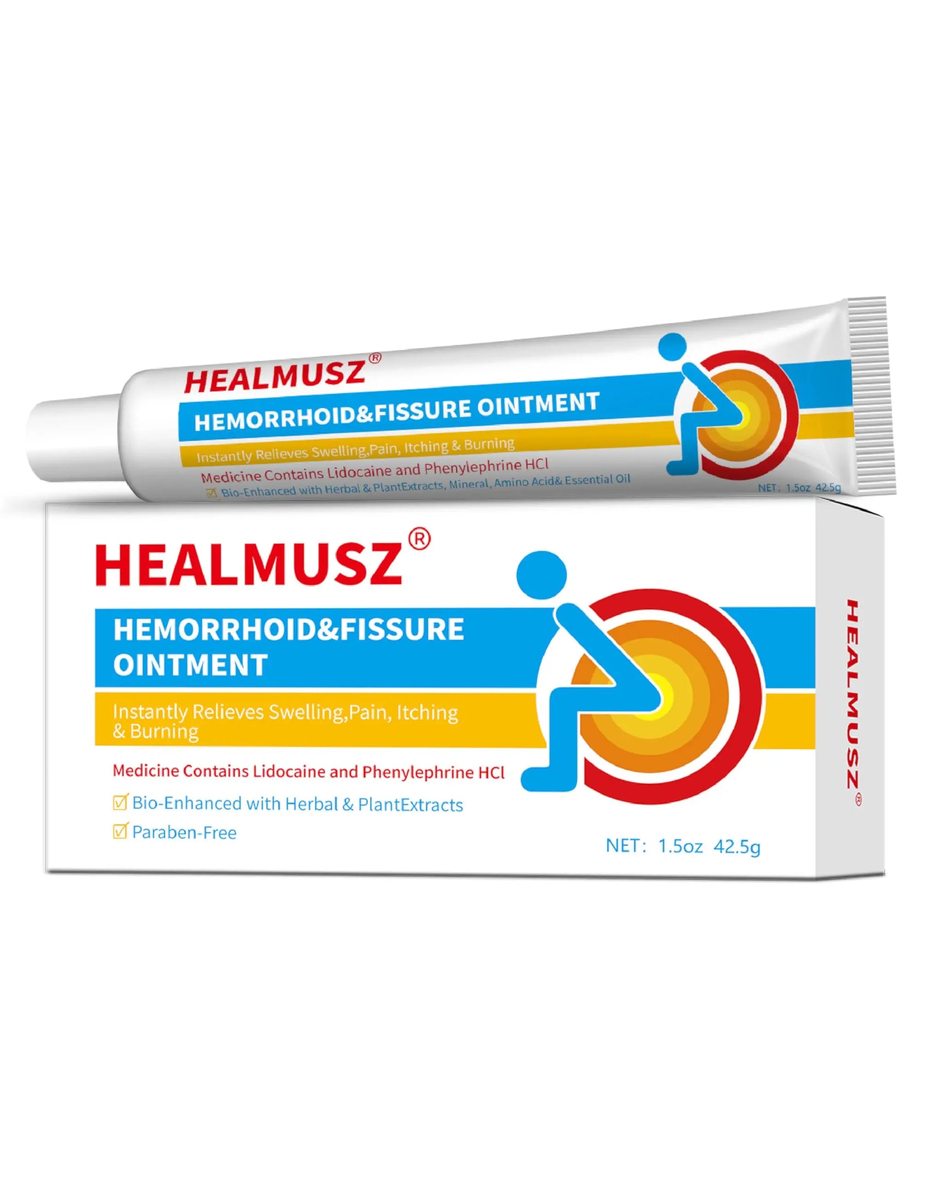 HEALMUSZ Hemorrhoid Fissure Ointment– Hemorrhoid Treatment and Hemorrhoid Cream with Lidocaine and Phenylephrine HCI for Fast Acting Relief of Pain, Swelling, Discomfort, and Itching(1.5 oz) HEALMUSZAu supplements