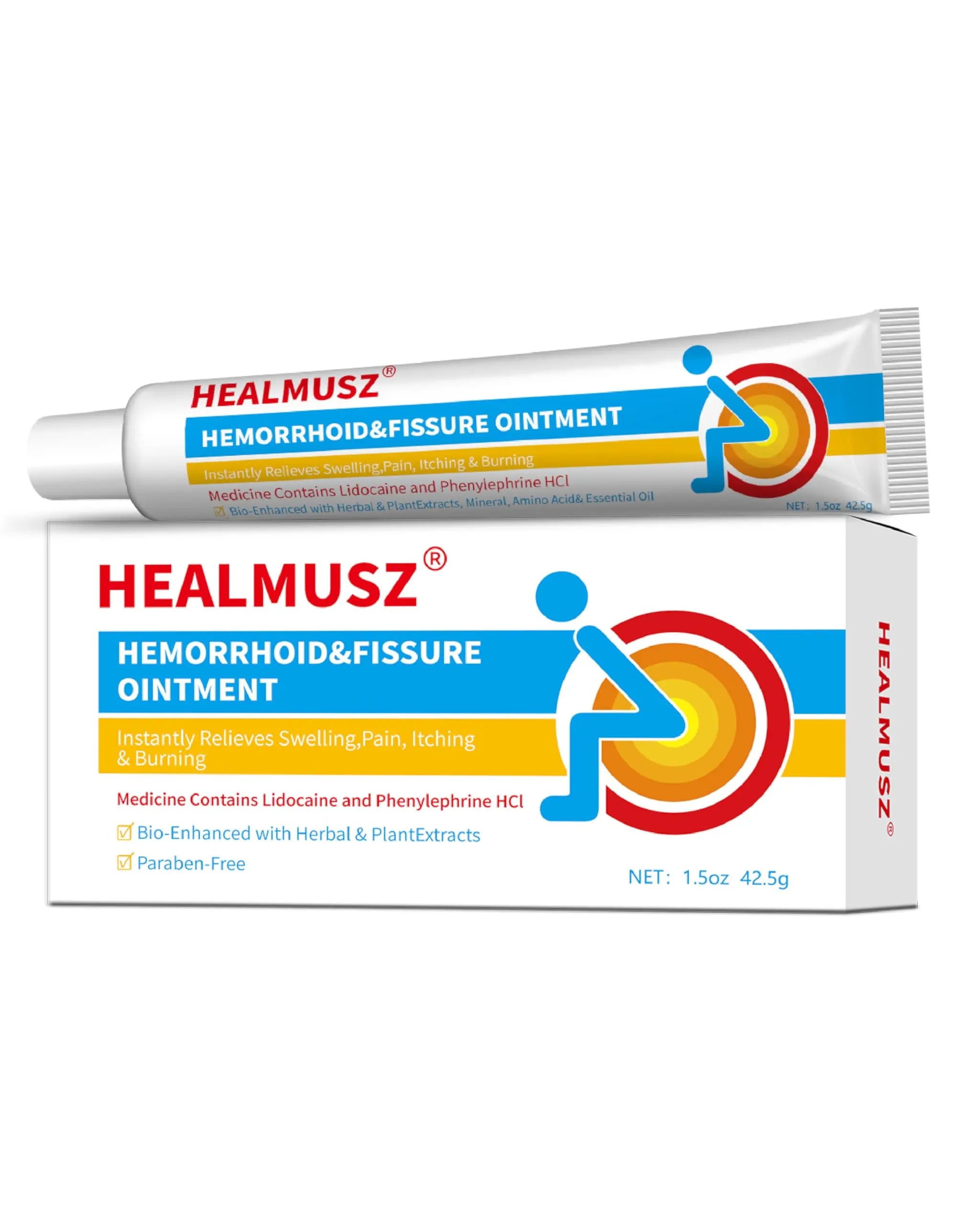 HEALMUSZ Hemorrhoid Fissure Ointment– Hemorrhoid Treatment and Hemorrhoid Cream with Lidocaine and Phenylephrine HCI for Fast Acting Relief of Pain, Swelling, Discomfort, and Itching(1.5 oz) HEALMUSZAu supplements
