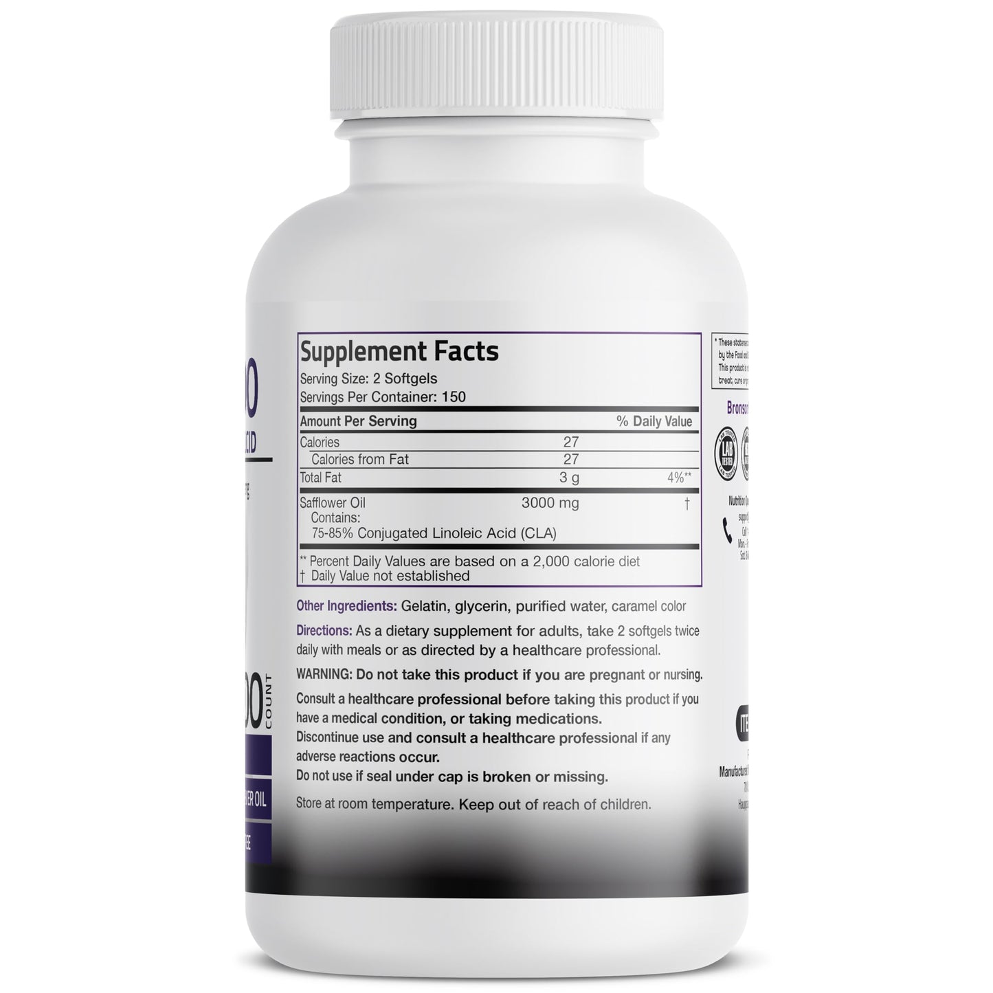 Bronson CLA 3000 Extra High Potency Supports Healthy Weight Management Lean Muscle Mass Non-Stimulating BronsonUS supplements