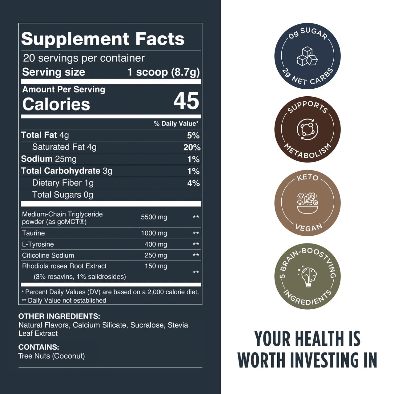 LIFESTACKS Focus Coffee Creamer for Energy & Clarity - MCT Powder + Nootropics + Adaptogens - Boost Productivity Without Jitters or Crash - Keto, Vegan, 0 Sugar - with Taurine, L-Tyrosine, Rhodiola LIFESTACKSAu supplements