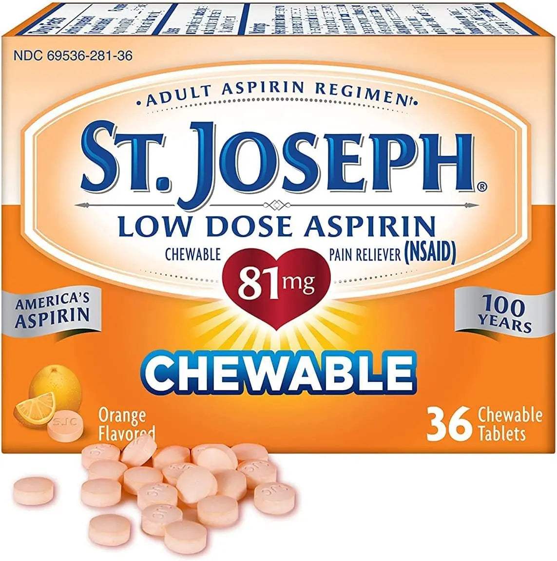 St. Joseph St. Joseph Aspirin Chewable Orange, Orange 36 tabs 81 mg(Pack of 3) St. JosephAu supplements