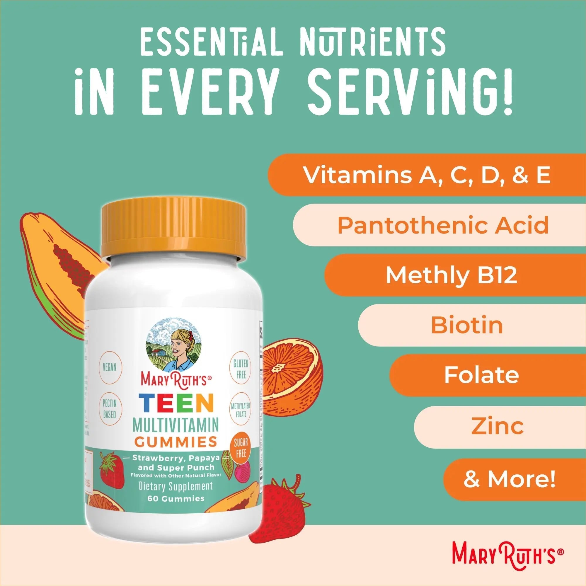 MaryRuth Organics Multivitamin for Teens | Teen Multivitamin Multimineral Gummies with Vitamin B, C, D and E, Biotin, Zinc MaryRuth OrganicsAu supplements