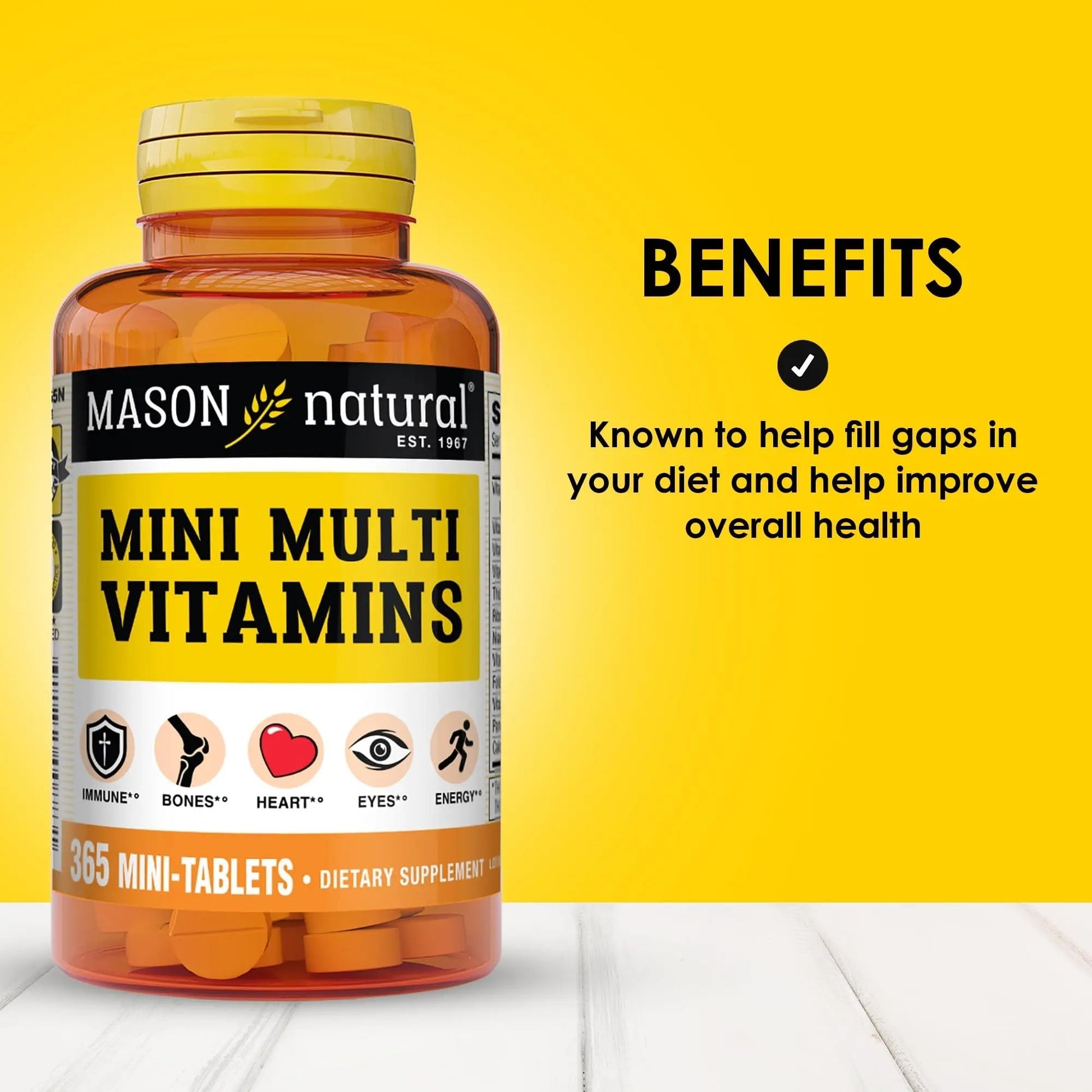 MASON NATURAL Mini Multi Vitamins, Vitamins A, C, D3, E, B1, B2, B3, B6, B12, Folate and Calcium for Overall Health, 1 Year Supply MASON NATURALAu supplements