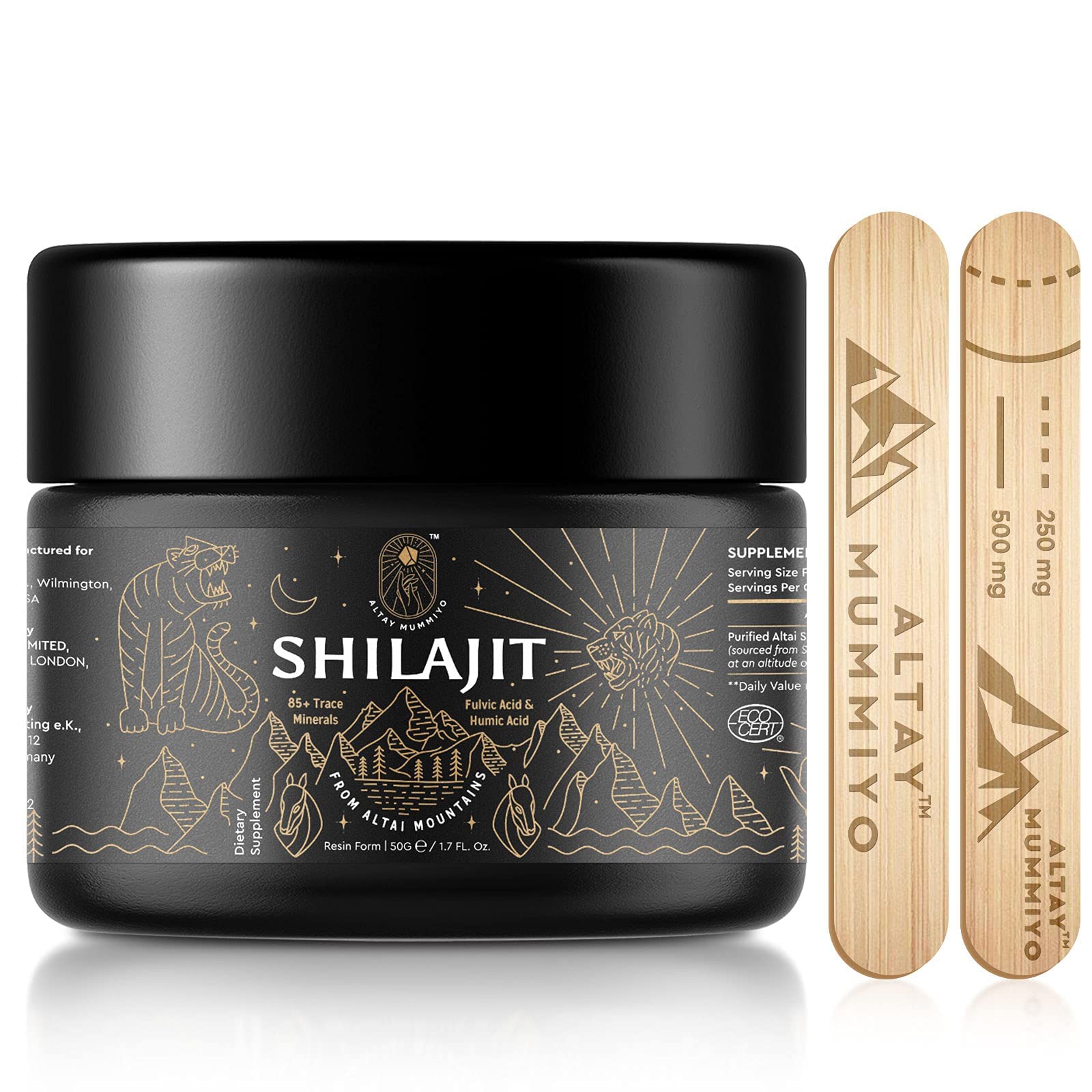 Shilajit Resin with Fulvic Acid & Trace Minerals, Original Siberian Pure Shilajit with 85+ Humic ALTAY MUMMIYOAu supplements