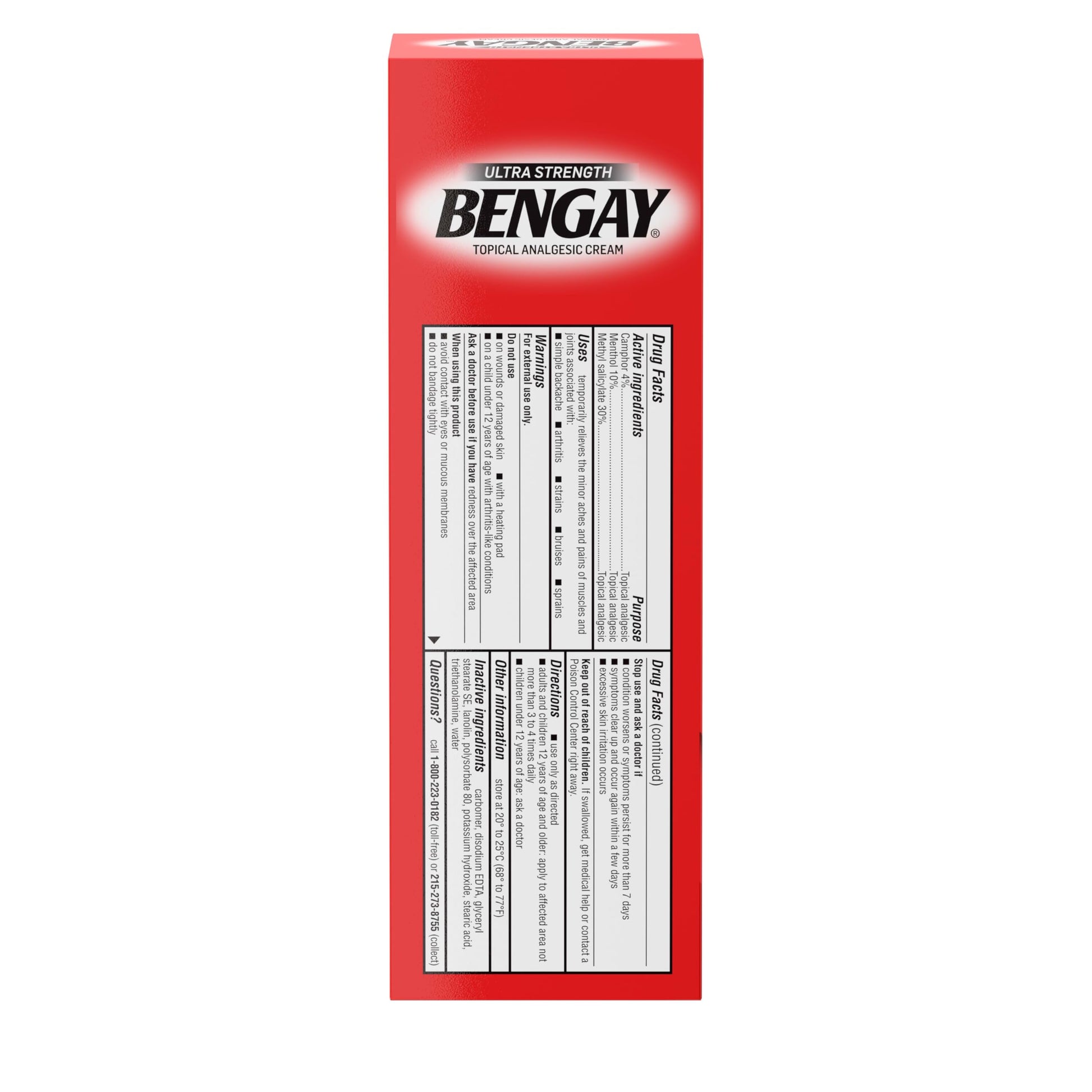 Bengay Ultra Strength Topical Pain Relief Cream, Non-Greasy Topical Analgesic for Minor Arthritis, Muscle, Joint and Back Pain, Camphor, Menthol and Methyl Salicylate, 4 OZ BengayAu supplements