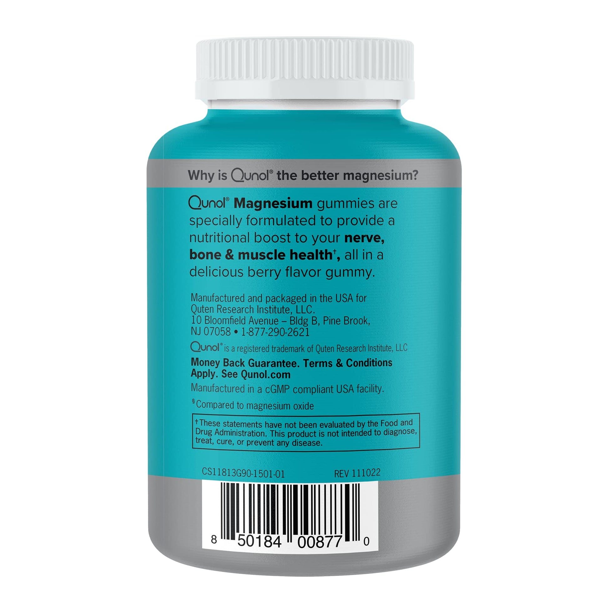 Qunol Magnesium Gummies for Adults, 200mg Elemental Magnesium (from 1,750mg Magnesium Citrate), High Absorption Magnesium Supplement, Supports Nerve, Bone and Muscle Health, Vegetarian, 90 Count QunolAu supplements