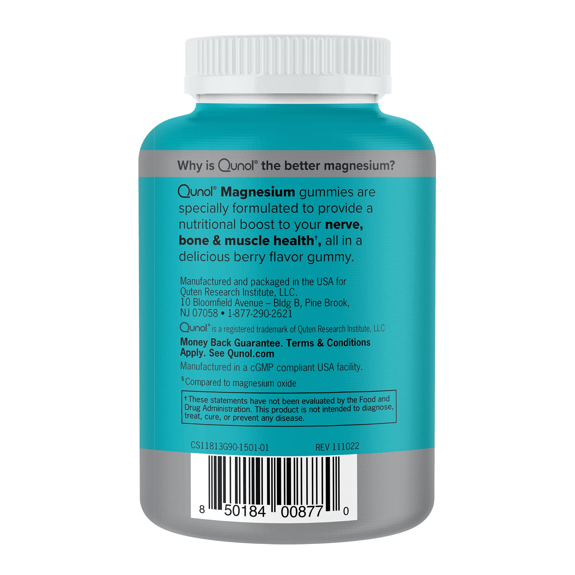 Qunol Magnesium Gummies for Adults, 200mg Elemental Magnesium (from 1,750mg Magnesium Citrate), High Absorption Magnesium Supplement, Supports Nerve, Bone and Muscle Health, Vegetarian, 90 Count QunolAu supplements