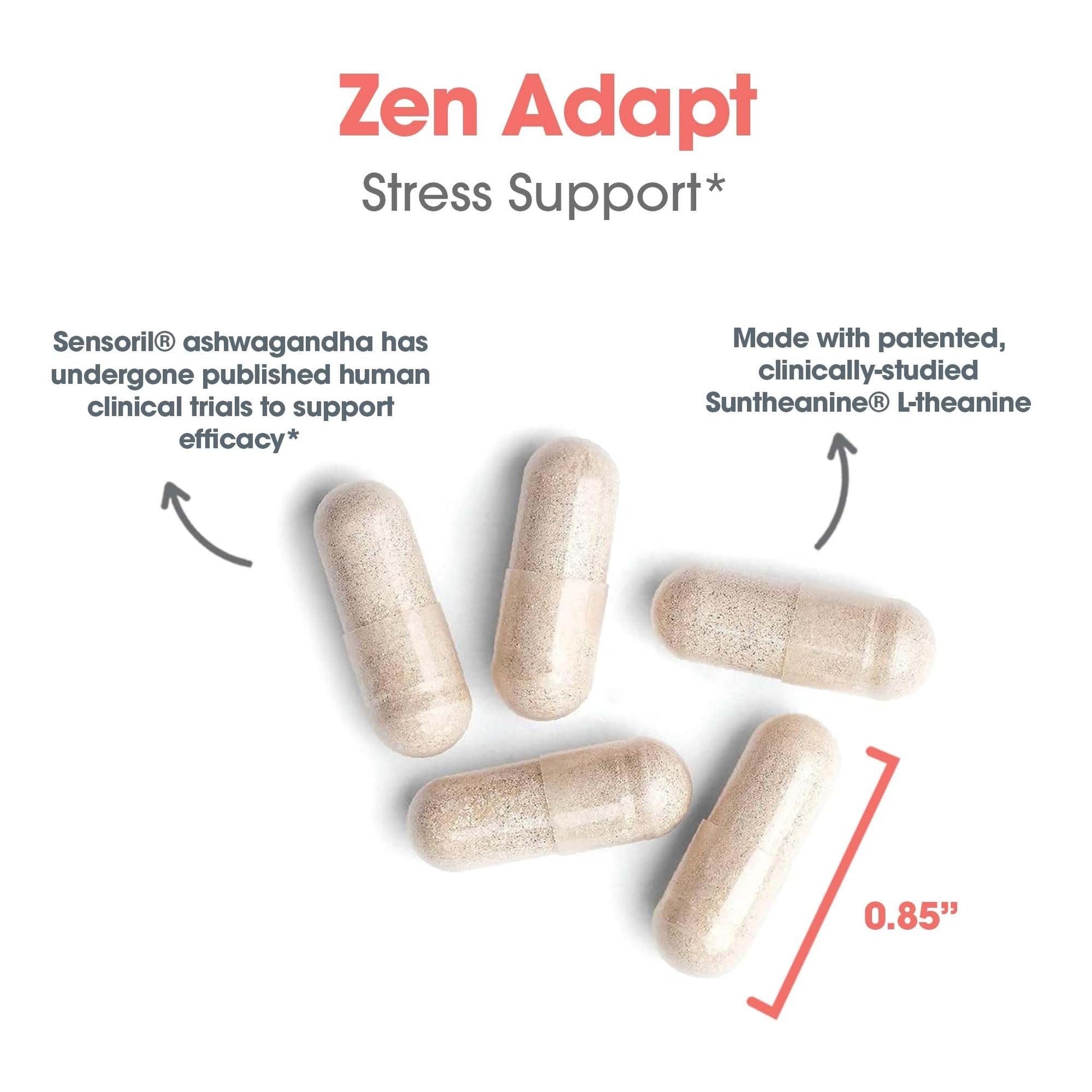 NutriCology ZenMind Adapt - 200 mg L-Theanine, 125 mg Ashwagandha & 550 mg GABA - Supports Stress Response and Calmness - Vegetarian Capsules - Hypoallergenic Formula - 30 Servings - 60 Capsules Allergy Research GroupAu supplements