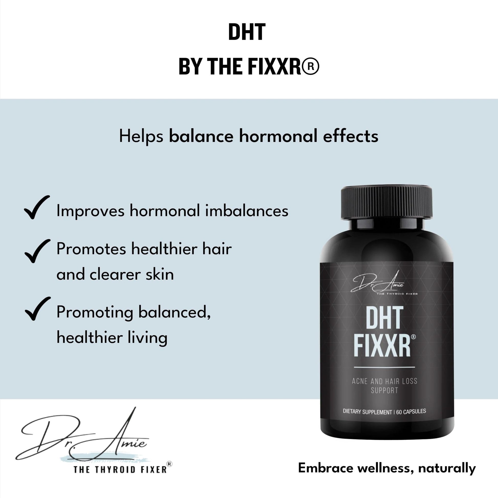 Fixxr DHT Support by Dr. Amie | with Saw Palmetto and Nettles | Acne and Hair Loss Support | 60 Capsules FixxrAu supplements