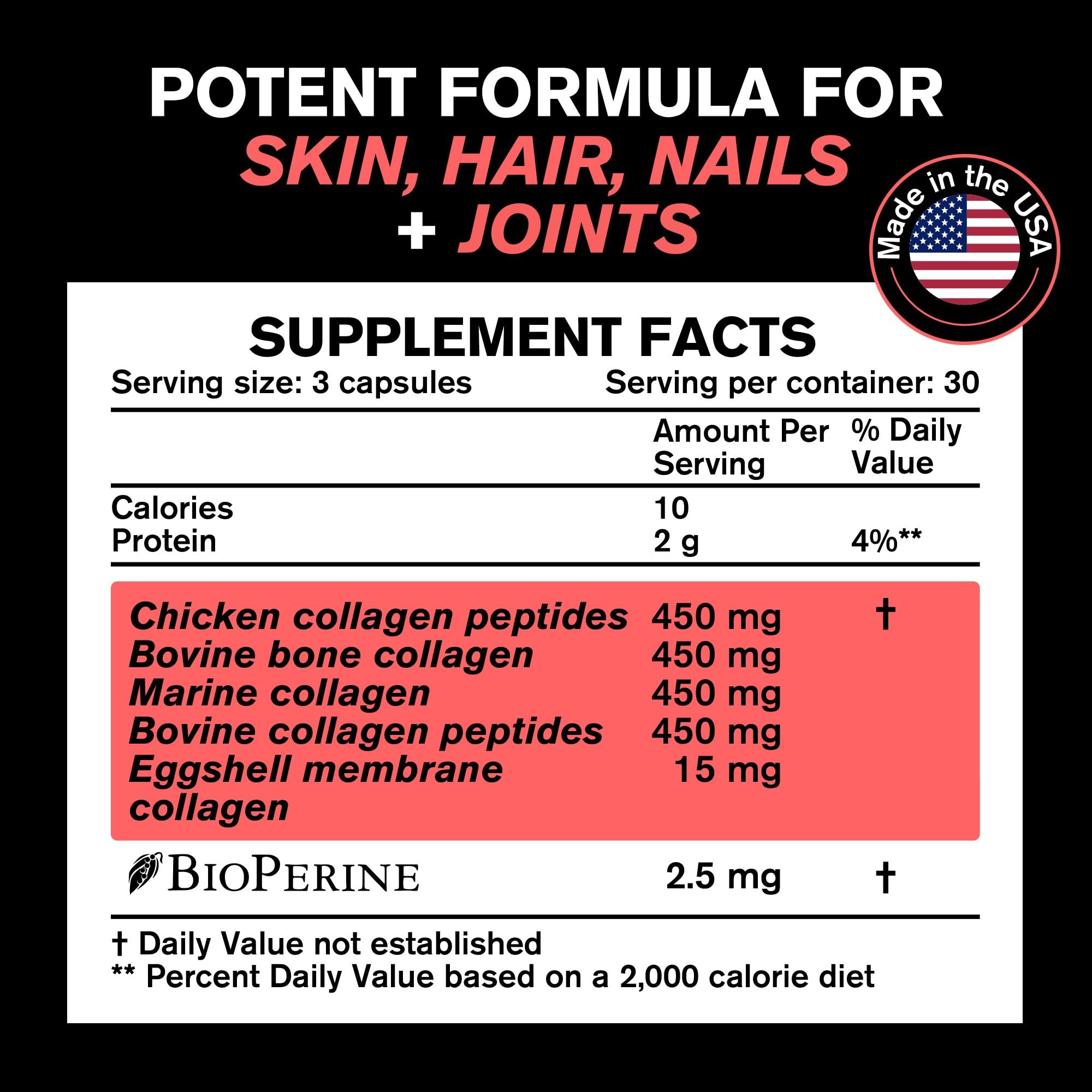 VitaRaw Collagen Pills 1800 mg - Multi Collagen Supplements (Types I, II, III, V & X) Grass Fed Non GMO Collagen Peptides Pills for Hair, Skin and Joints - Hydrolyzed Collagen Protein Powder VitaRawAu supplements