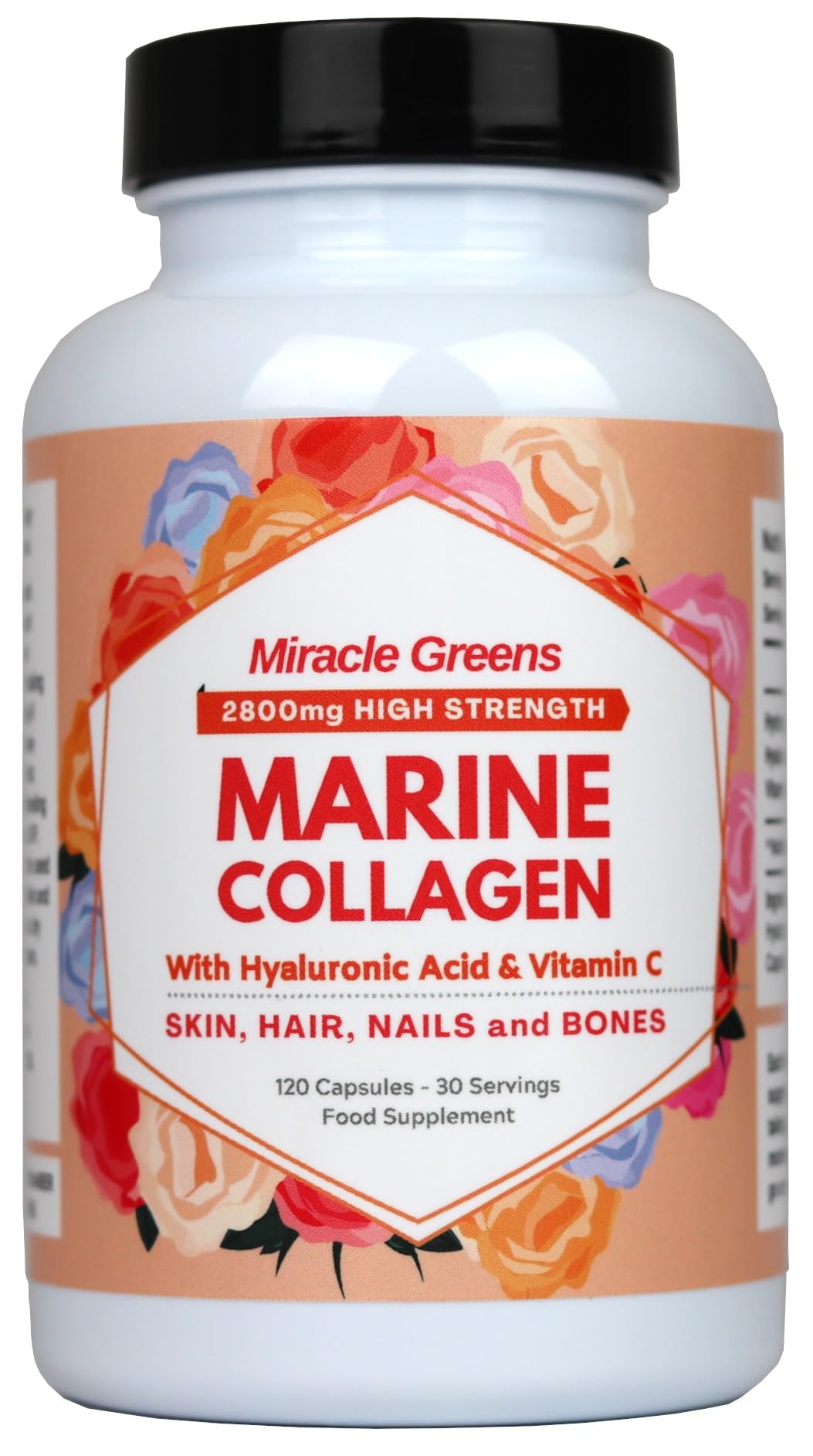 2800mg Marine Collagen Capsules – Highest Strength Type 1 Hydrolysed Collagen with Hyaluronic Acid and Vitamin C Miracle GreensUS supplements