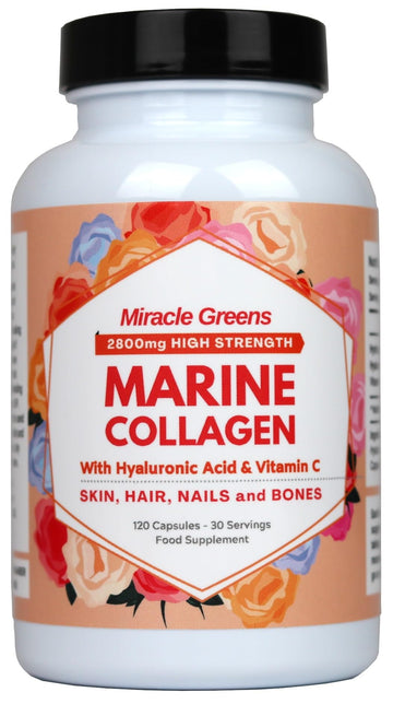 2800mg Marine Collagen Capsules – Highest Strength Type 1 Hydrolysed Collagen with Hyaluronic Acid and Vitamin C Miracle GreensAu supplements