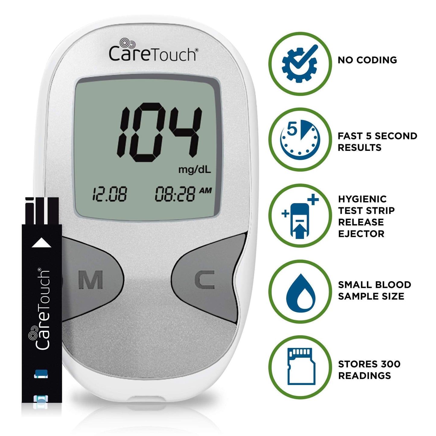 Care Touch Blood Glucose Meter Kit - Diabetes Testing Kit with Glucometer Care TouchUS supplements