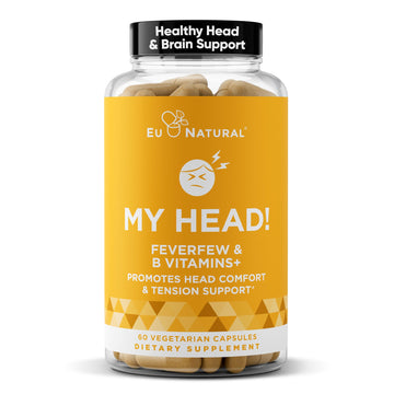 My Head! Headache Vitamins – Sensitivity, Tension, Comfort, Healthy Head Function for A Clear Mind – Fast acting Magnesium, Feverfew, Boswellia, Vitamin D, Ginger, & More – 60 Soft Capsules Eu NaturalAu supplements