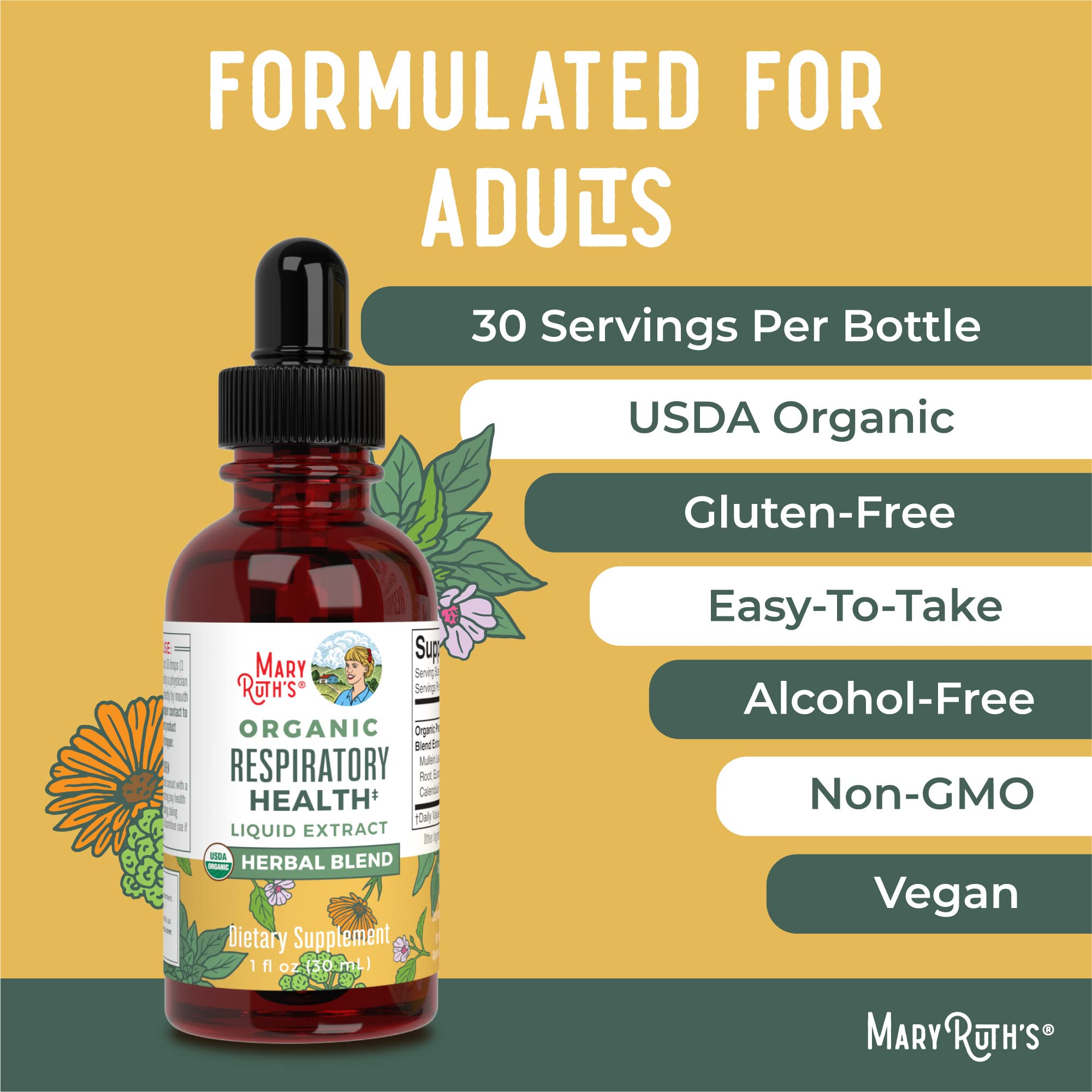MaryRuth's | USDA Organic Respiratory Health Herbal Supplement Extract MaryRuth OrganicsAu supplements