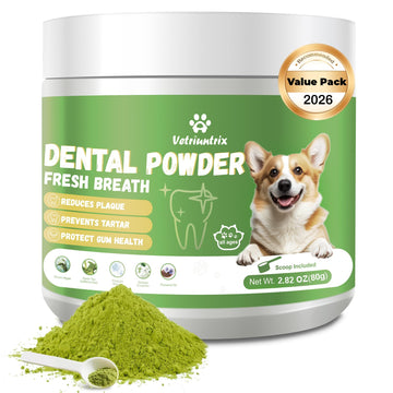 Vetriuntrix Dog Teeth Cleaning Powder, Dental Powder for Dogs Teeth Tartar Remove & Plaque Off, Fresh Breath for Dogs with Natural Plants Blend, Enzymes and Postbiotics, 80g VetriuntrixAu supplements