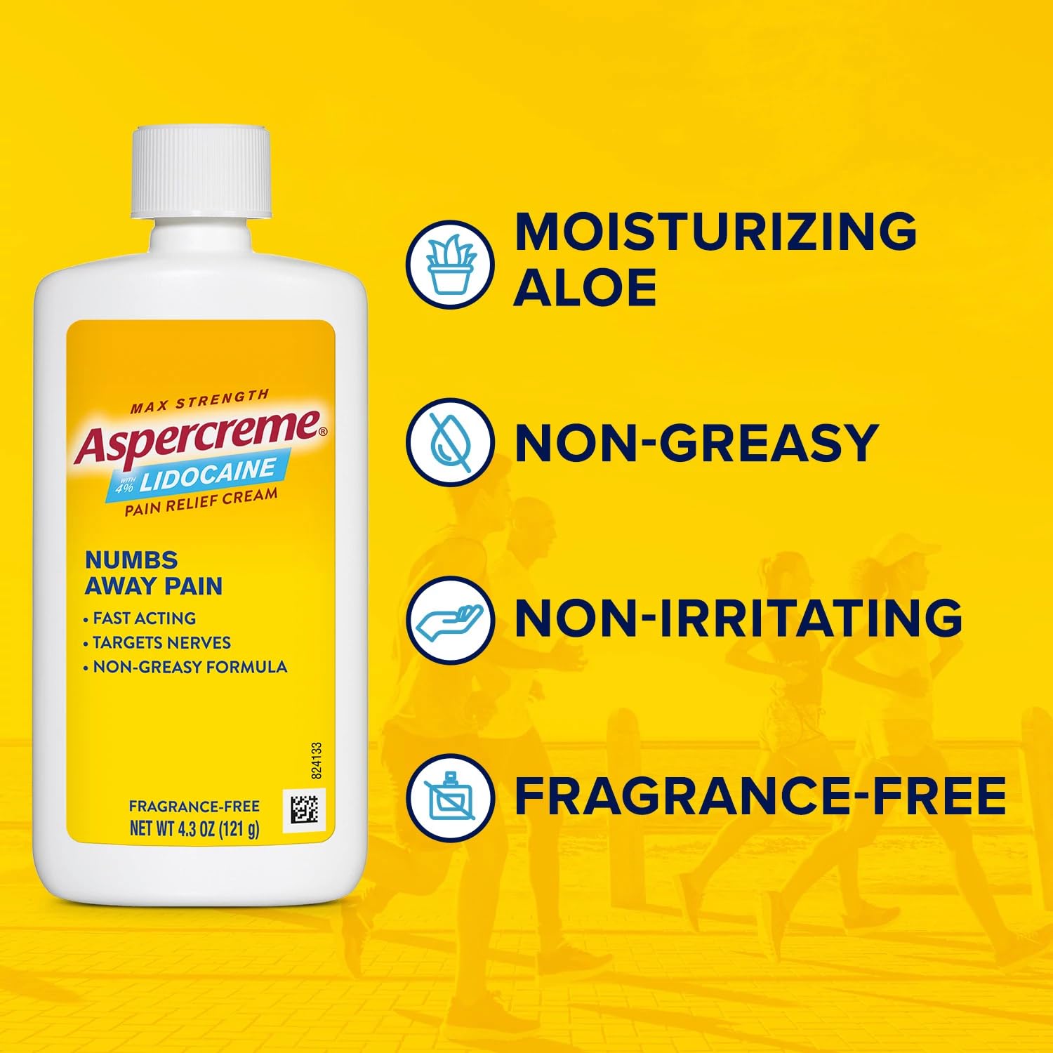 Aspercreme Max Strength Lidocaine Pain Relief Dry Spray 4 oz. Odor Free with Lidocaine Maximum Strength Pain Relief Cream, 4.3 Oz AspercremeAu supplements