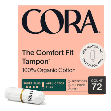Cora 100% Organic Cotton Non-Applicator Tampons | Ultra-Absorbent, Unscented, Natural, Non-Toxic CoraAu supplements