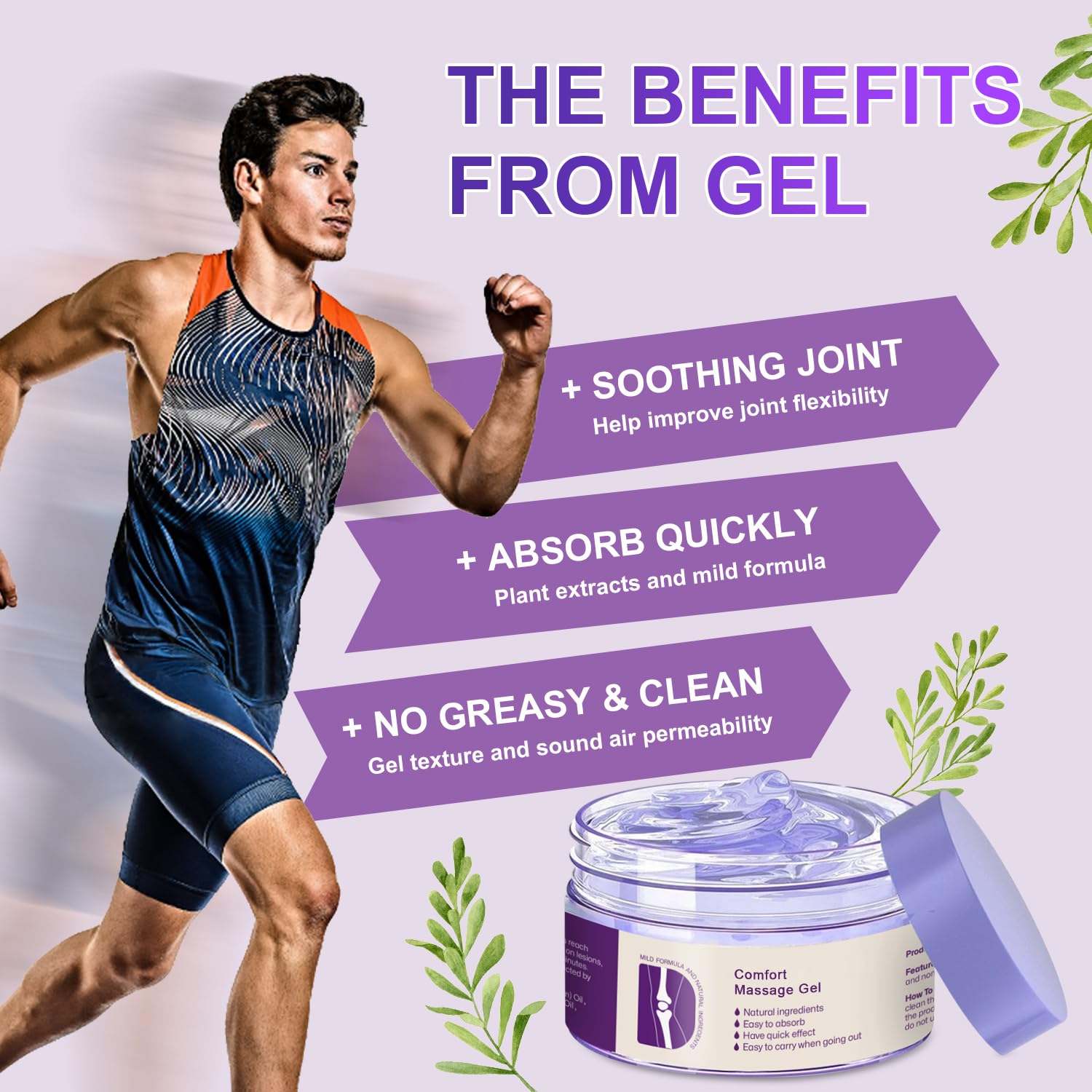 Kresin Joint Comfort Purple Gel, Kresin Joint Comfort Massage Gel, Soothes Discomfort for Neck, Back, Knees, Lumbar, and Feet, Absorb Quickly and Non-Greasy, 1.76 OZ, Violet JosmonAu supplements