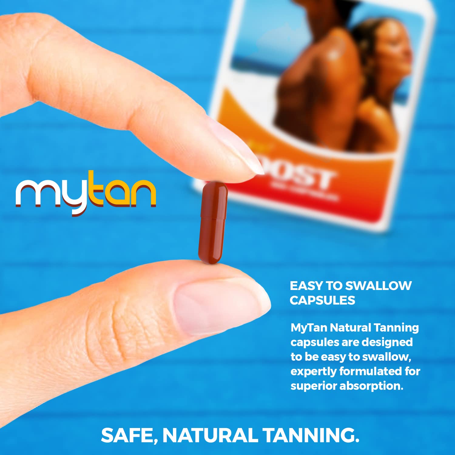 MyTan Boost Tan Pills | 100 Capsules | Sun Tan Accelerator | Natural Tanning Supplement | Tyrosine, Copper Multivitamin | 25-Day Extended Holiday Supply MyTanAu supplements