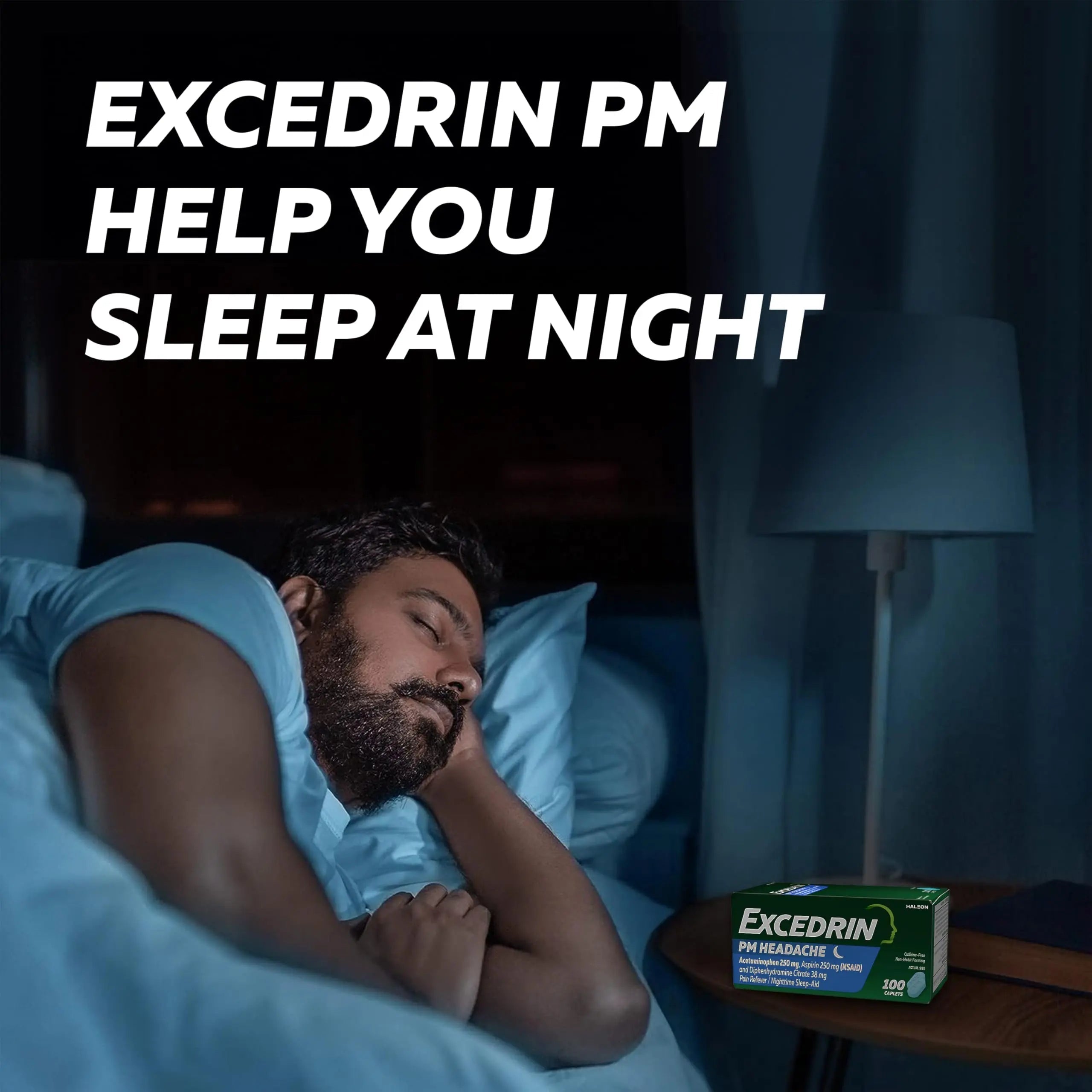 Excedrin PM for Headache Relief, Acetaminophen 250mg, Aspirin 250mg, Diphenhydramine Citrate 38mg, Pain Reliever, Nighttime Sleep-Aid, 100 Count ExcedrinAu supplements