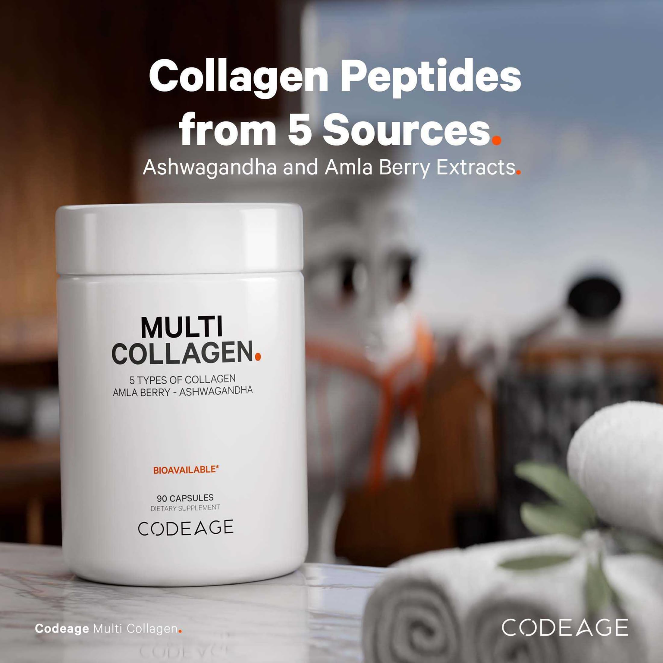 Codeage Multi Collagen Peptides Protein Capsules, 5 Collagen Types, Grass-Fed & Hydrolyzed Bovine Collagen Pills Supplement, Ashwagandha, Amla Berry Vitamins, Collagen Peptides - 90 Capsules CodeageAu supplements