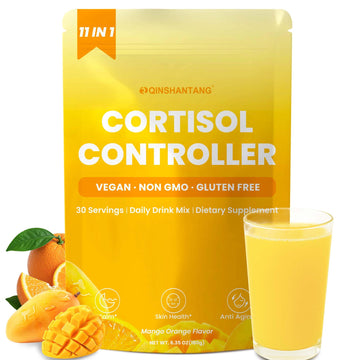 Cortisol Drink Powder, Cortisol Supplements for Women | Magnesium Glycinate, Ashwagandha, L-Theanine & Lion’s Mane | Relaxation, Focus & Stress Balance | Mango Orange Flavor | 30 Servings QIN SHAN TANGAu supplements