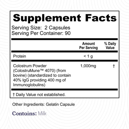 180ct Colostrum Capsules 40% IgG - USA Sourced Bovine Colostrum Powder Left Coast PerformanceUS supplements