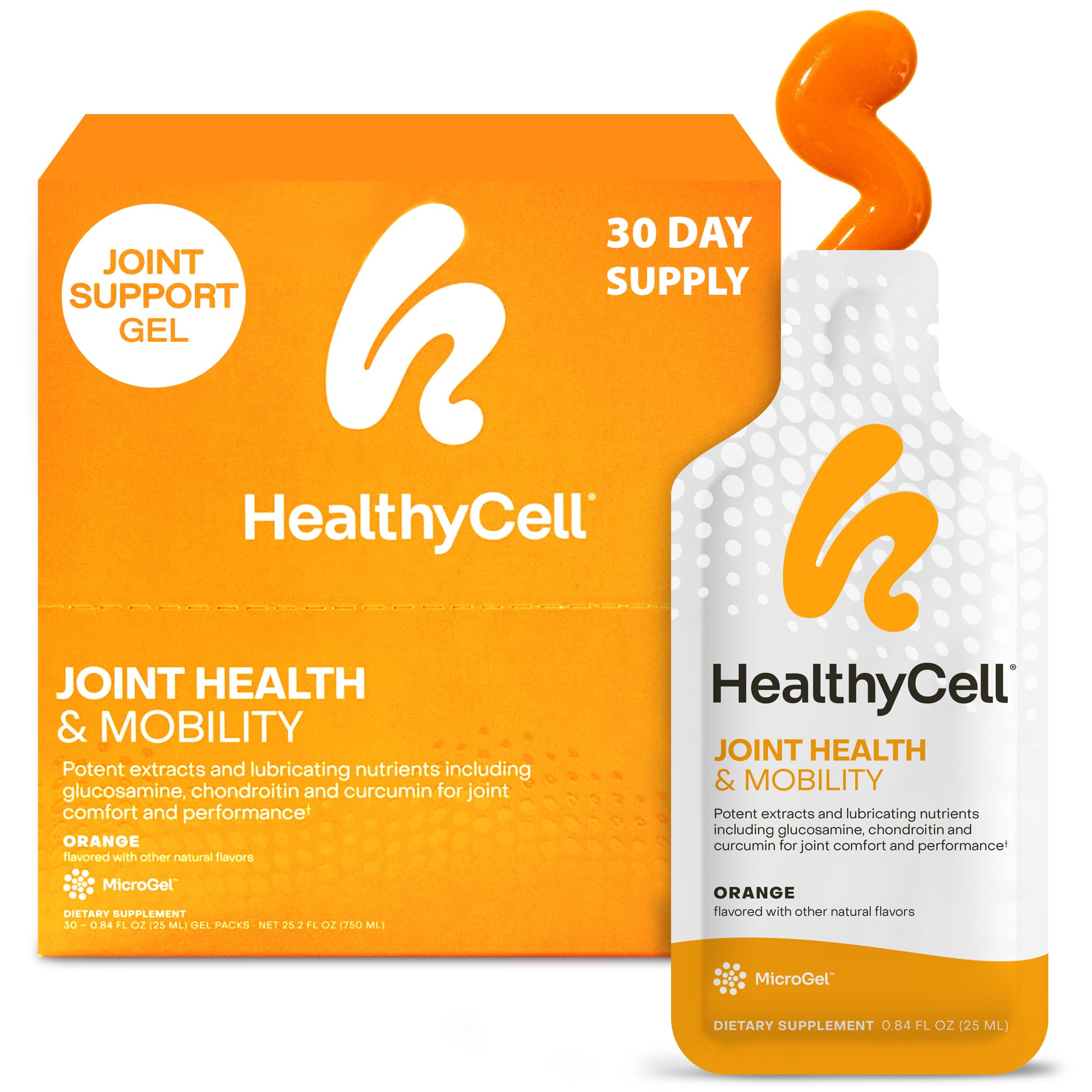 Healthycell Joint Health & Mobility Daily Liquid Supplement - Joint Support Supplement, Inflammation Response, Cartilage & Flexibility with Curcumin, Glucosamine & Chondroitin - 30 Gel Packs HealthycellAu supplements