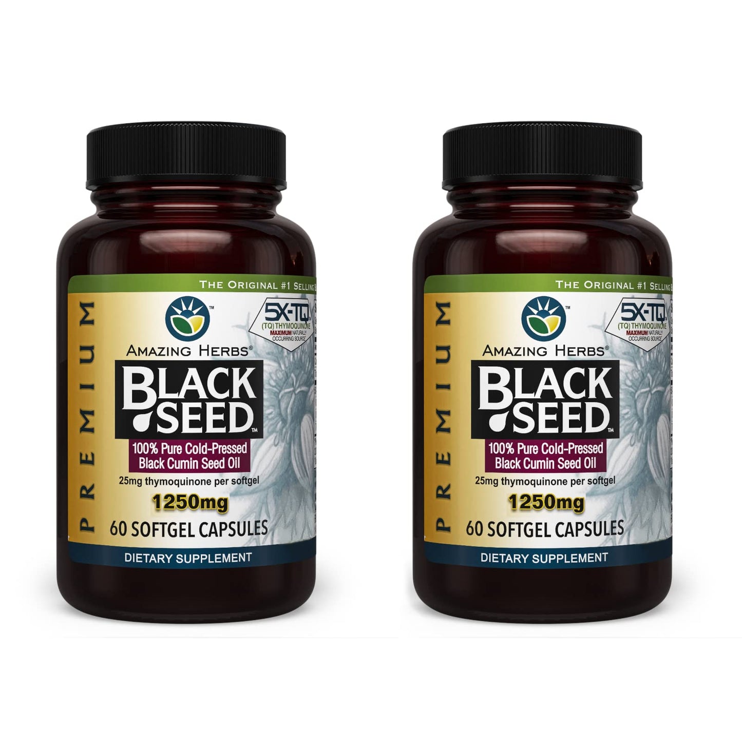 Amazing Herbs Premium Black Seed Oil Capsules - High Potency, Cold Pressed Nigella Amazing HerbsUS supplements
