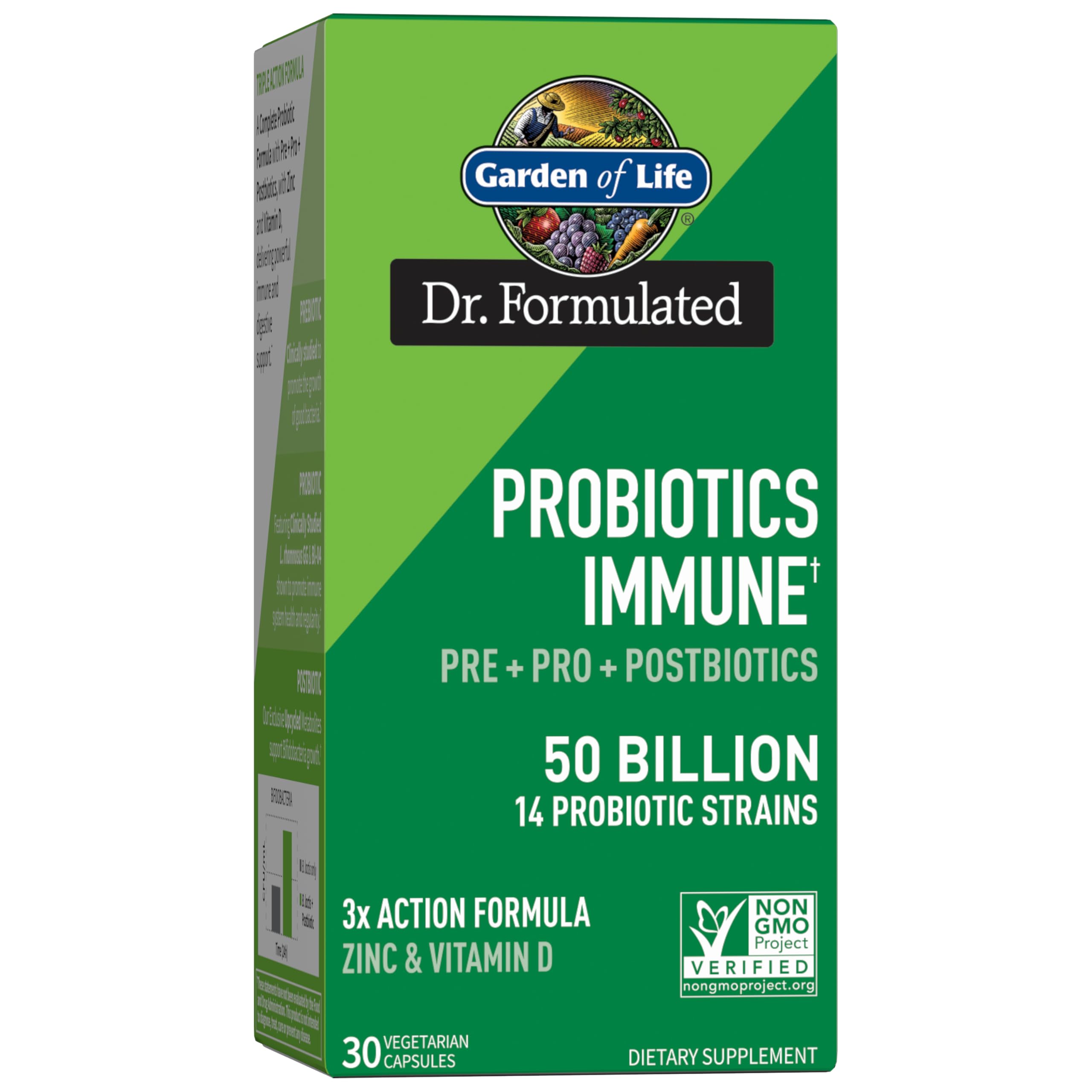 Garden of Life Dr. Formulated Pre, Post & Probiotics Immune Support with Prebiotics & Postbiotics – 50 Billion CFU, Gut & Digestive Health Support, Zinc & Vitamin D3, Vegan, 30 Day Supply Garden of LifeAu supplements