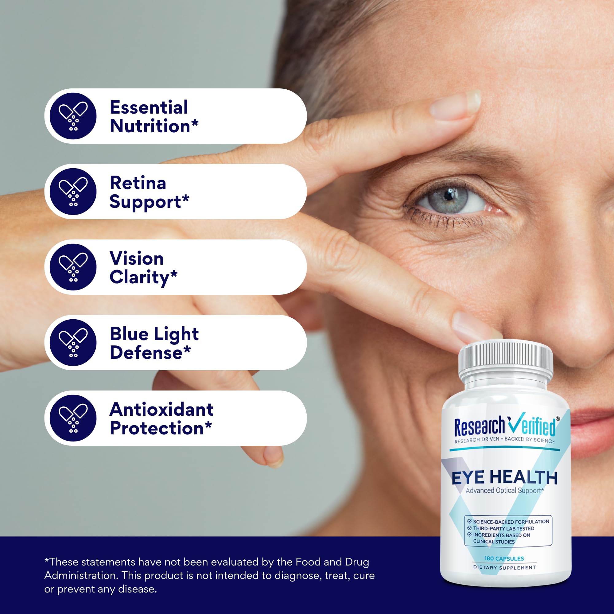 Research Verified Eye Health - Nourish and Protect Eyes and Vision, Support Healthy Retina, Improve Blood Supply to Eyes - Vitamins A, B, C, and E - 360 Capsules - 6 Month Supply - Made in The USA Research VerifiedAu supplements