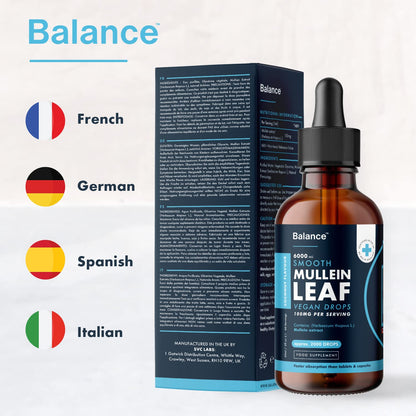 Balance Mullein Leaf Liquid Drops - 60ml for 2 Month Supply - High Strength - Vegan BalanceUS supplements