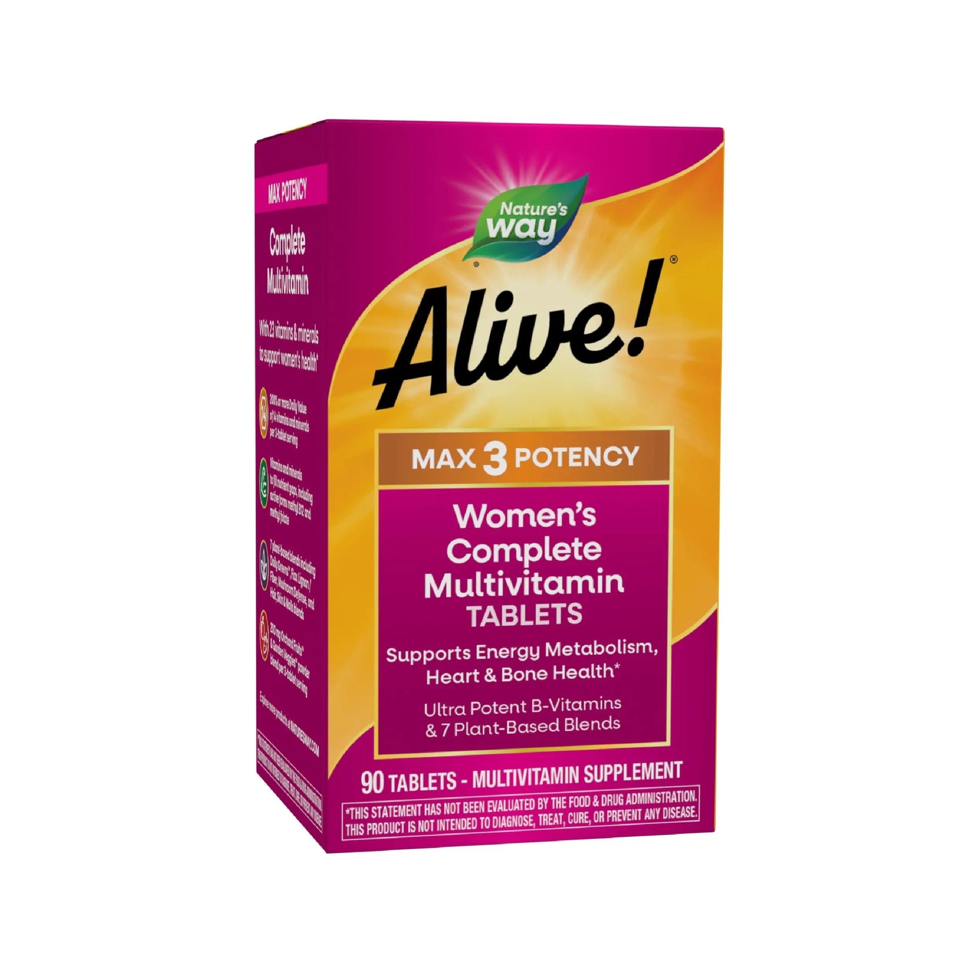 Nature's Way Alive! Max3 Daily Women's Multivitamin, Food-Based Blends (1,130mg per serving) and Antioxidants, 90 Tablets Nature's WayAu supplements