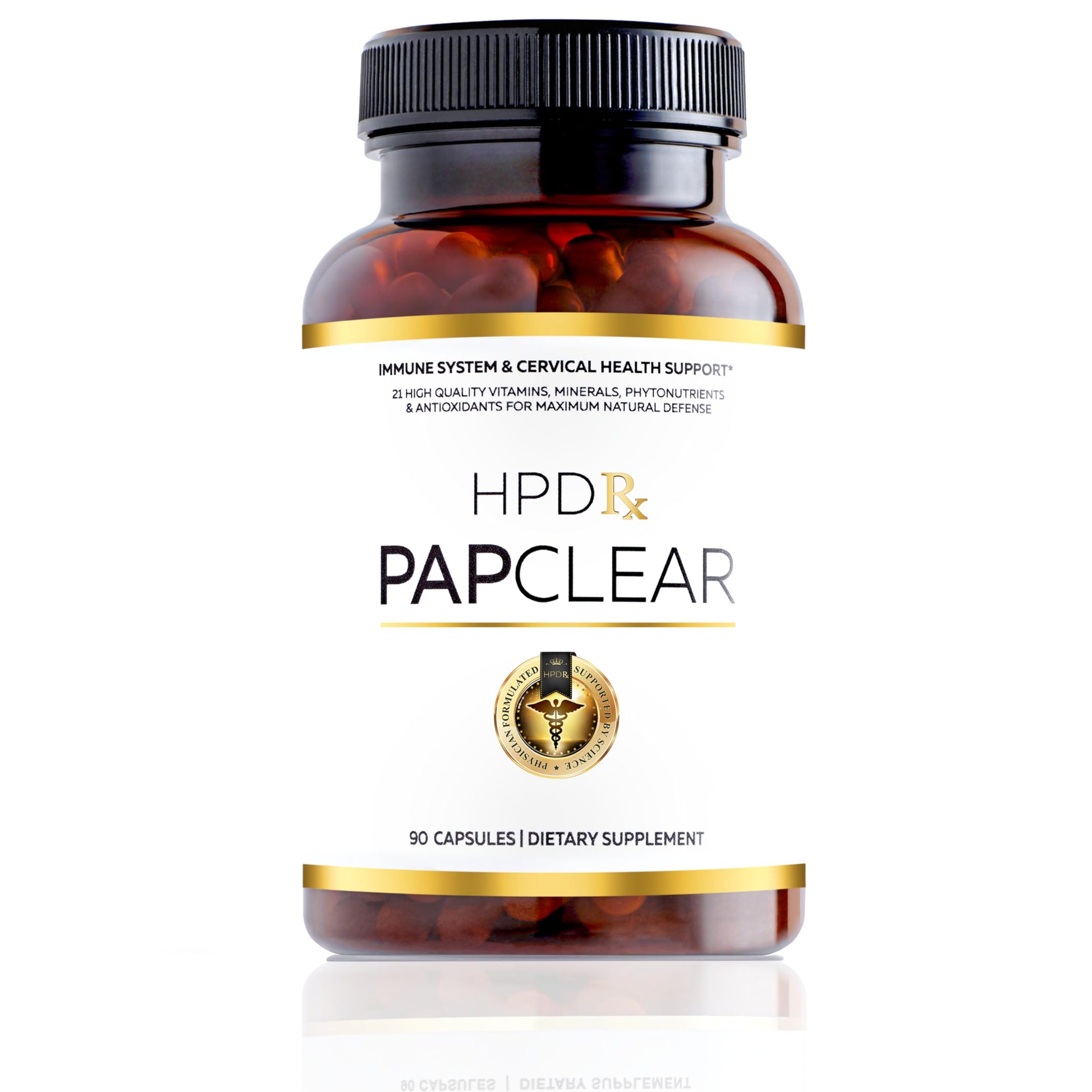 PAPCLEAR Physician Formulated | All Natural Immune Support Supplement | Advanced Powerful Immunity Booster | 21 Vitamins & Nutrients with Organic Shiitake Mushroom & Lycopene | 90 Capsules | Pack of 1 HPD RxAu supplements
