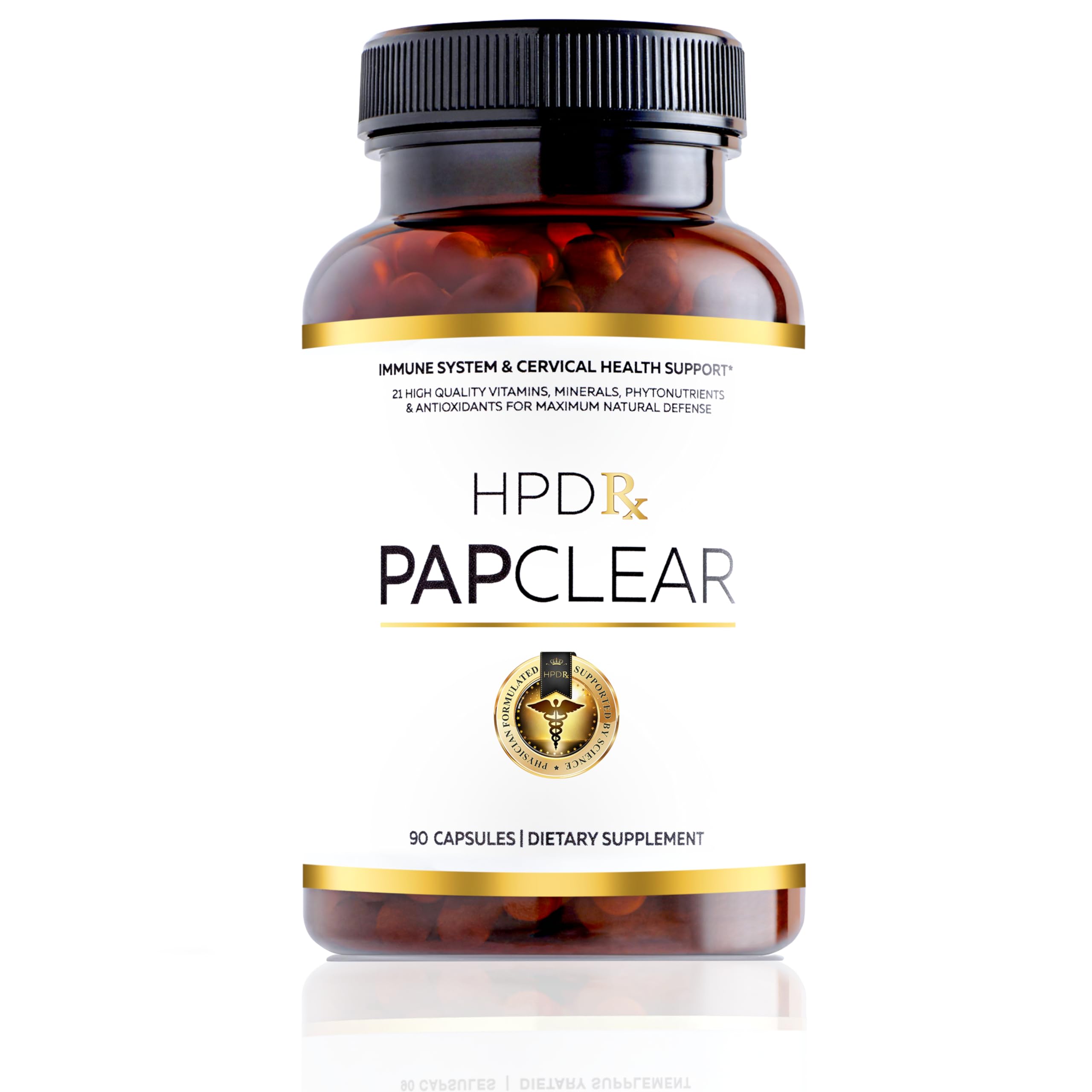 PAPCLEAR Physician Formulated | All Natural Immune Support Supplement | Advanced Powerful Immunity Booster | 21 Vitamins & Nutrients with Organic Shiitake Mushroom & Lycopene | 90 Capsules | Pack of 1 HPD RxAu supplements
