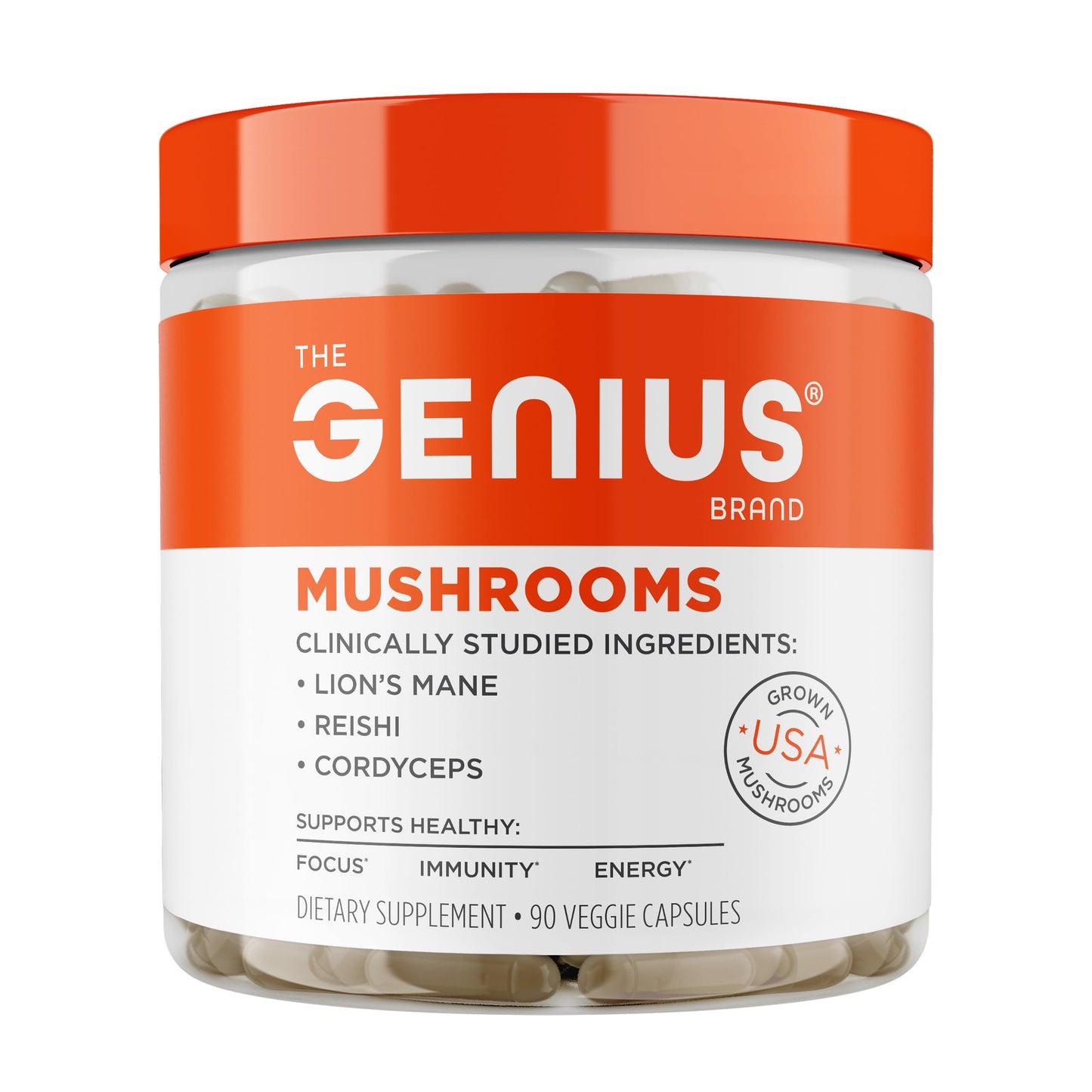 The Genius Brand Genius Mushrooms - Plant-Based Supplement for Immune, Focus & Energy Support - Lion's Mane, Cordyceps & Reishi The Genius BrandUS supplements
