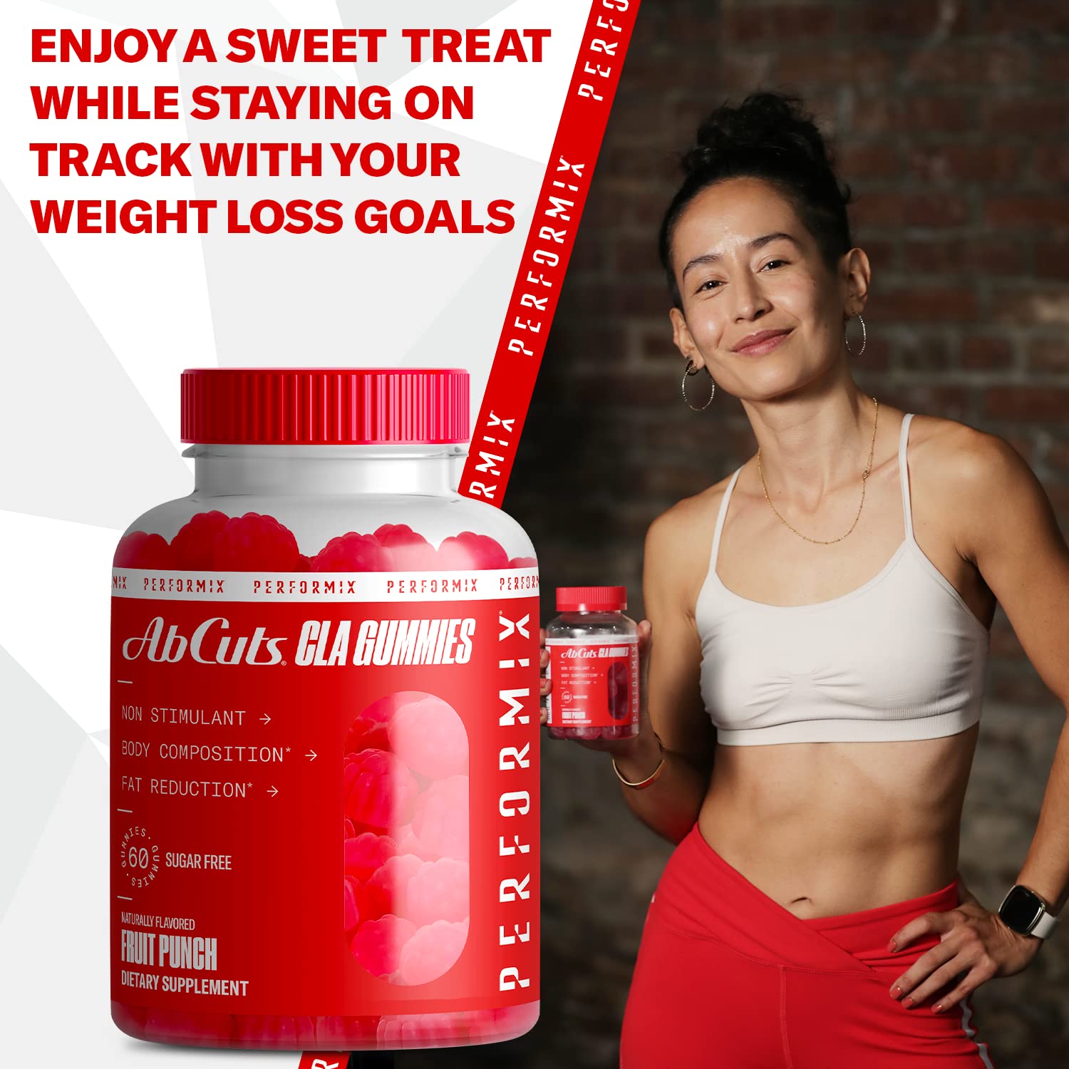 PERFORMIX AbCuts CLA Gummies - 60 Gummies, Fruit Punch - Non-Stimulant PERFORMIXUS supplements