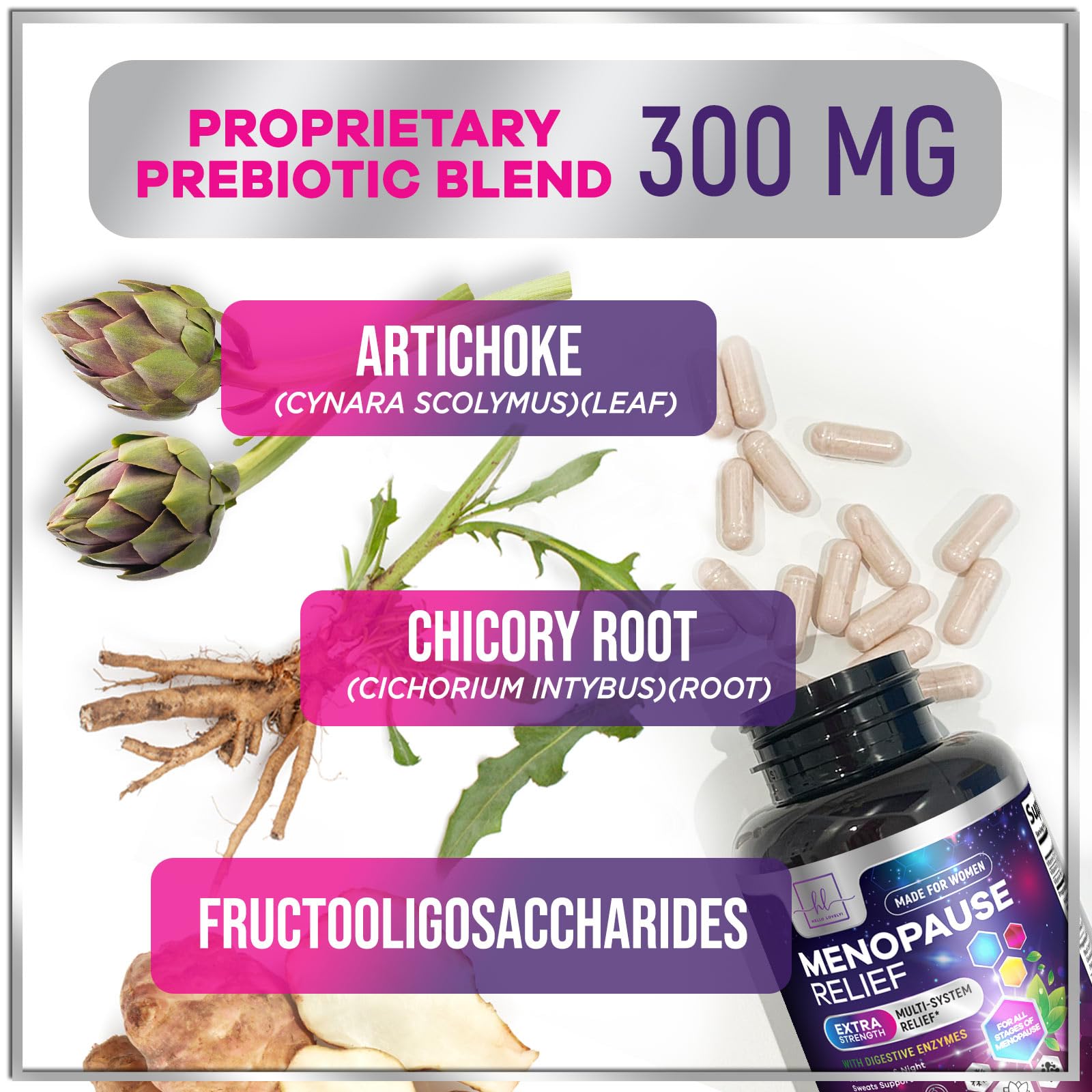 Menopause Supplements for Women - Complete Hot Flash Night Sweats & Menopause Relief Pills, 8 Billion CFU Probiotics with Dong Quai & Black Cohosh for Vaginal, Digestive Support - 60 Capsules Hello Lovely!Au supplements