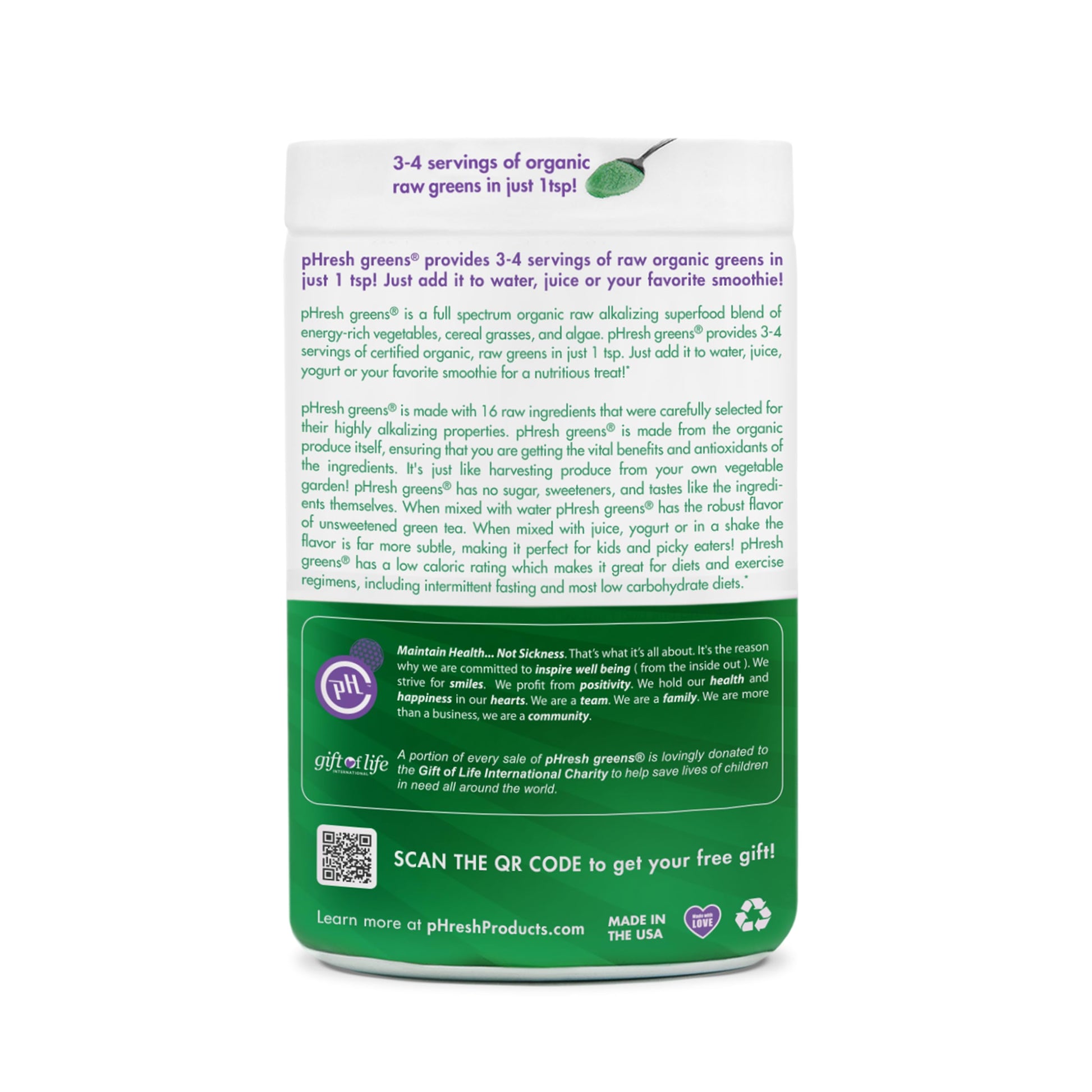 pHresh - Greens Raw Alkalizing Superfood Greens Powder - 2 Month Supply - Vegan, Kosher, Gluten Free - Natural Enzymes, Nutrients - Approved for Intermittent Fasting - 10 oz Phresh ProductsAu supplements