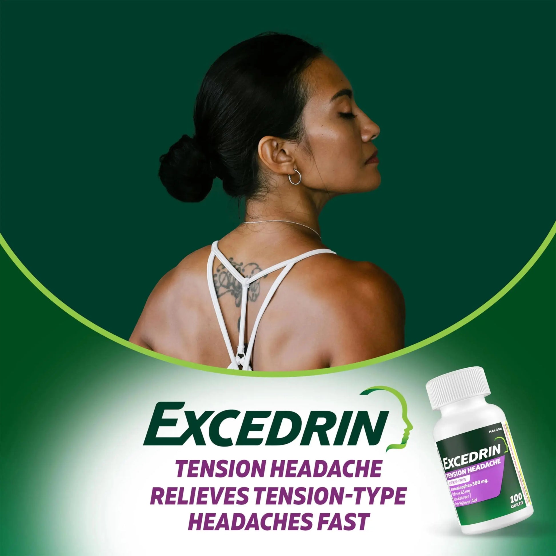 Excedrin Tension Headache Relief Caplets, Acetaminophen 500mg, Caffeine 65mg, Pain Reliever, Aspirin-Free, 100 Count ExcedrinAu supplements