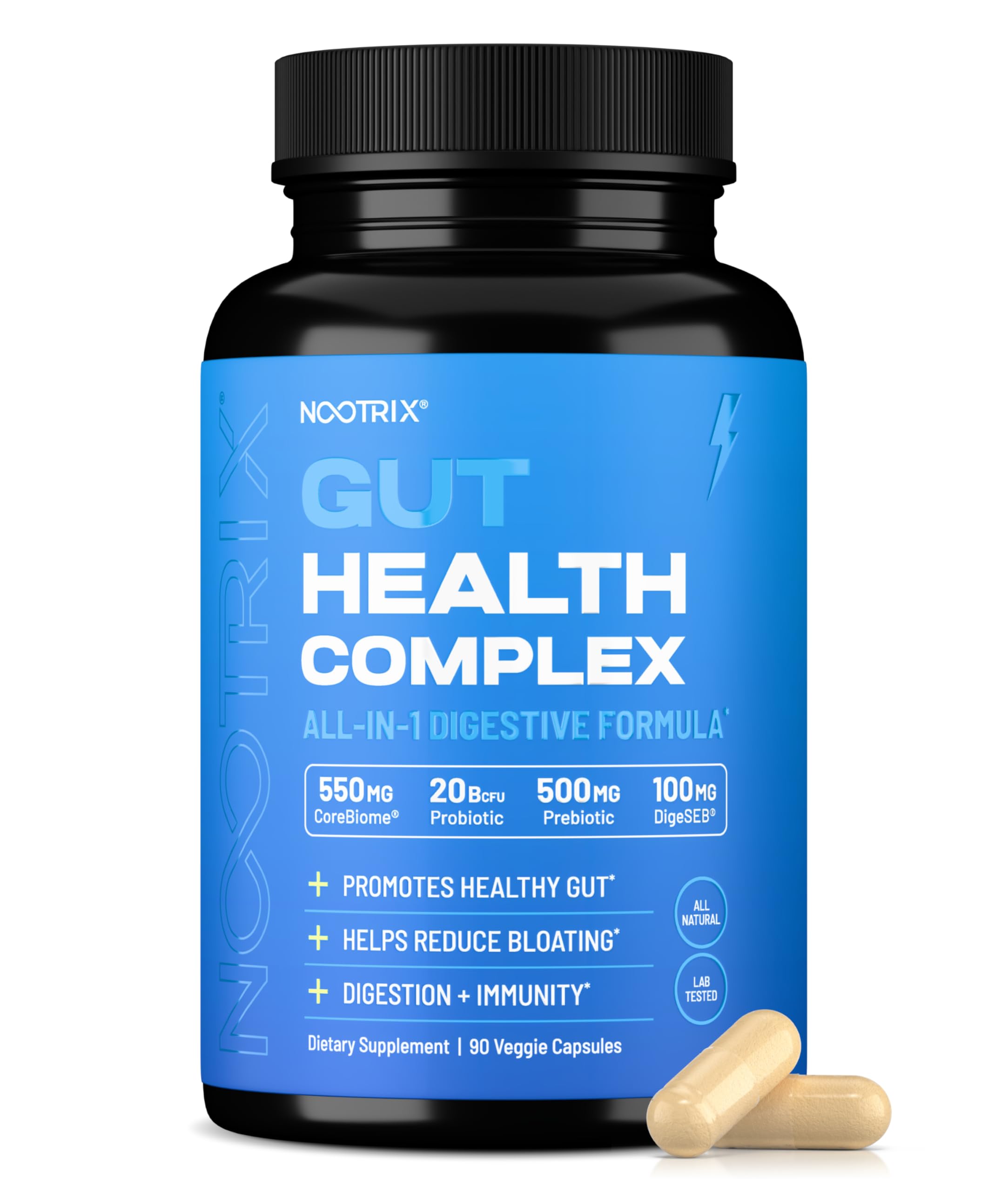 Nootrix Health Complex Supplement | Probiotics for Gut Health, Colon Cleanse & Bloating Relief | Promotes Healthy Digestion | Digestive Enzymes, Postbiotics & Prebiotics | 90 Capsules NootrixAu supplements