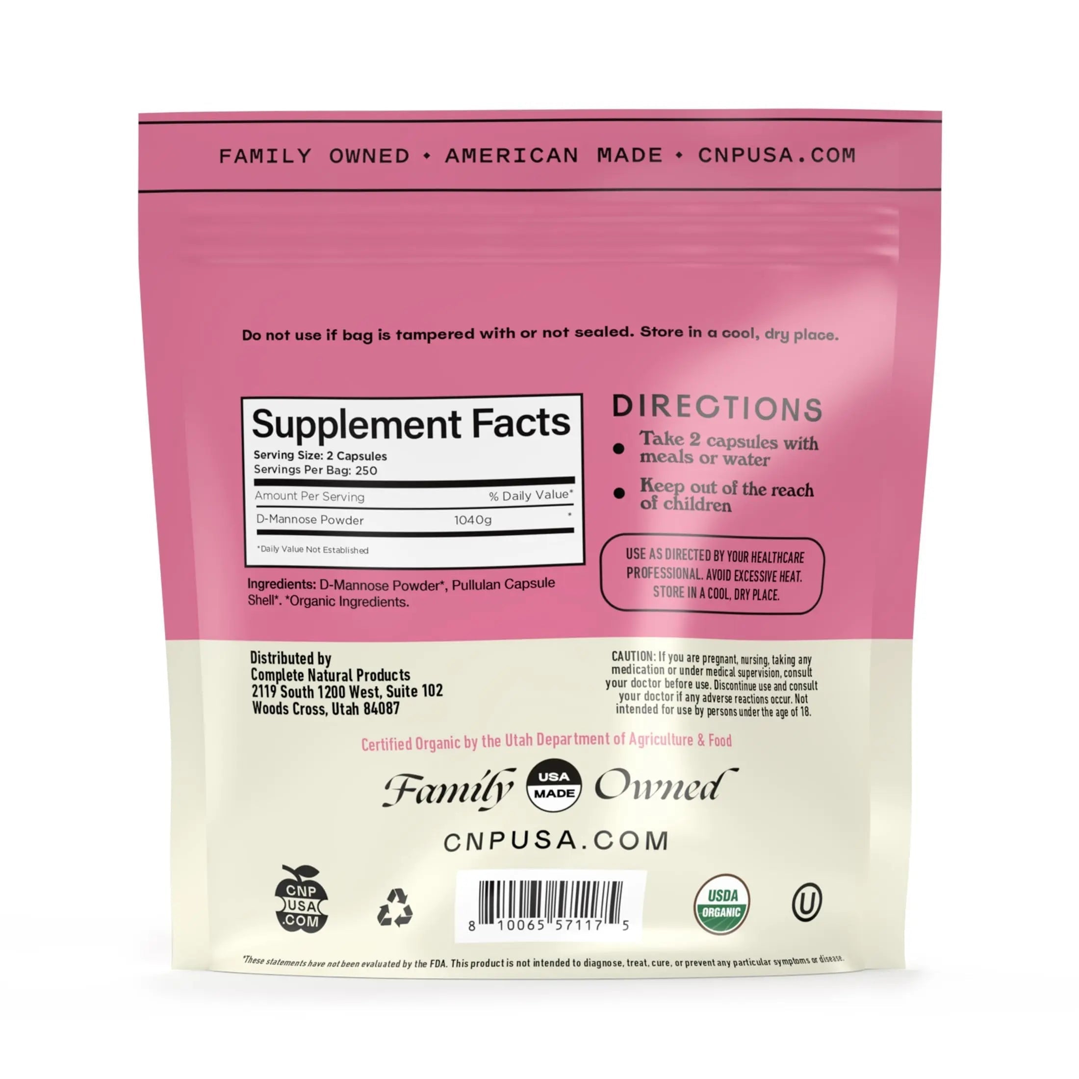 D Mannose 520mg Capsules - Organic D Mannose Supplement for UT Support, Urinary Tract Bladder Health Pills, Plant Based Formula, Vegan Non GMO, No Fillers, 500 Capsule Count Made USA Certified Kosher Complete Natural ProductsAu supplements