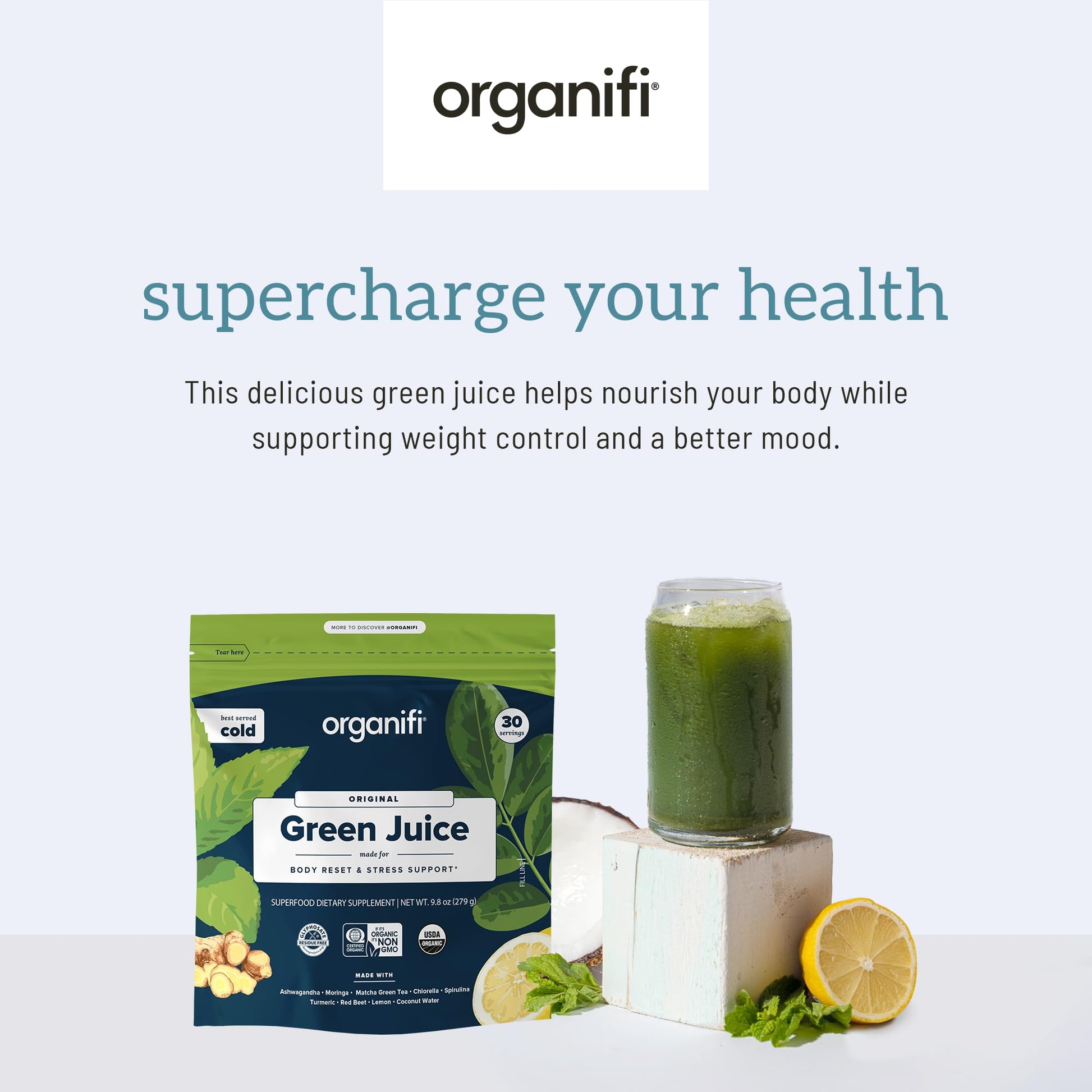 Organifi Green Juice - Powder Supplement with Organic Spirulina, Ashwagandha OrganifiUS supplements